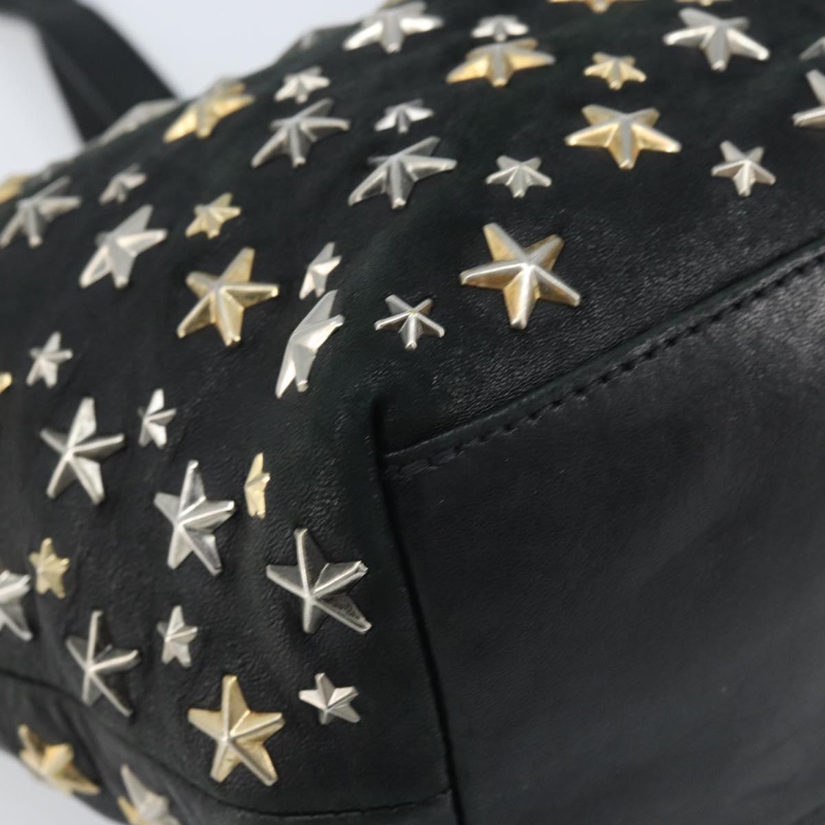 Jimmy Choo Tote Bag Leather Black Gold Auth 174476