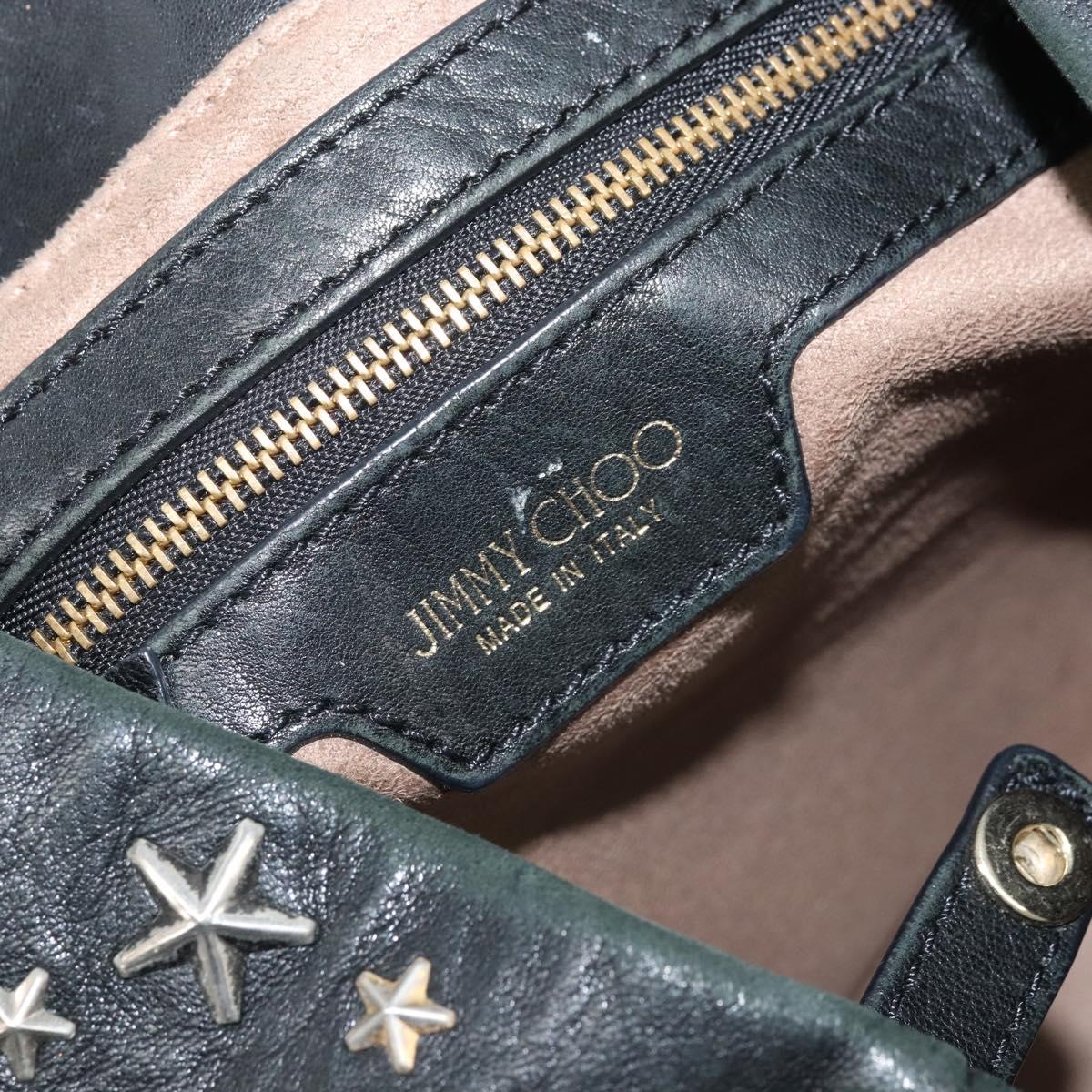 Jimmy Choo Tote Bag Leather Black Gold Auth 174476