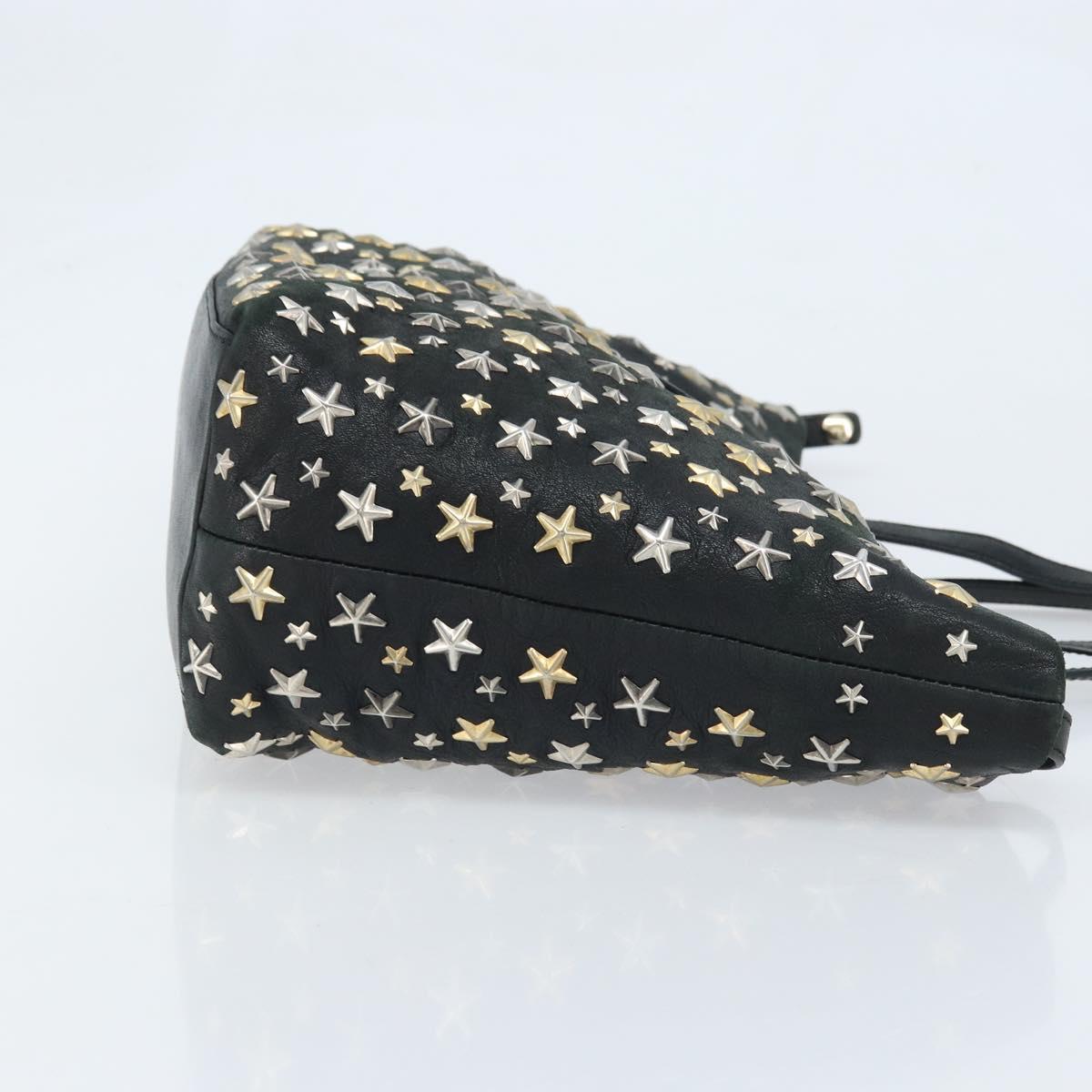 Jimmy Choo Tote Bag Leather Black Gold Auth 174476