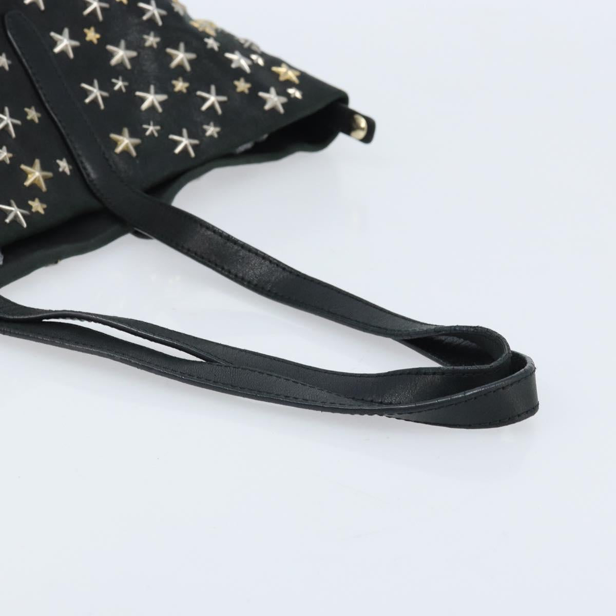 Jimmy Choo Tote Bag Leather Black Gold Auth 174476
