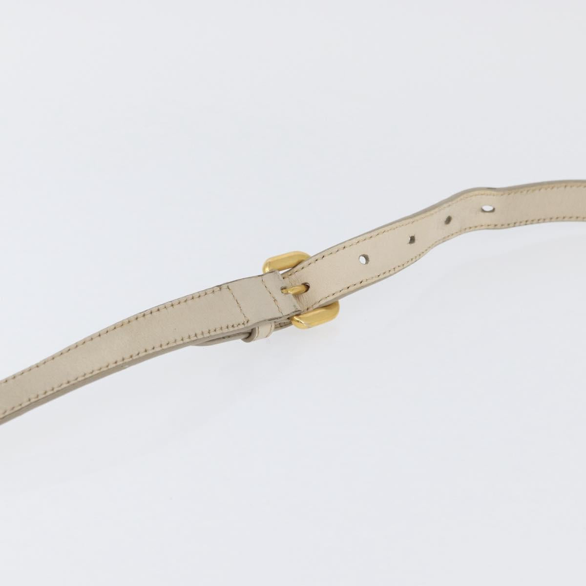 PRADA Shoulder Bag Canvas Leather Beige Gold Auth 174479