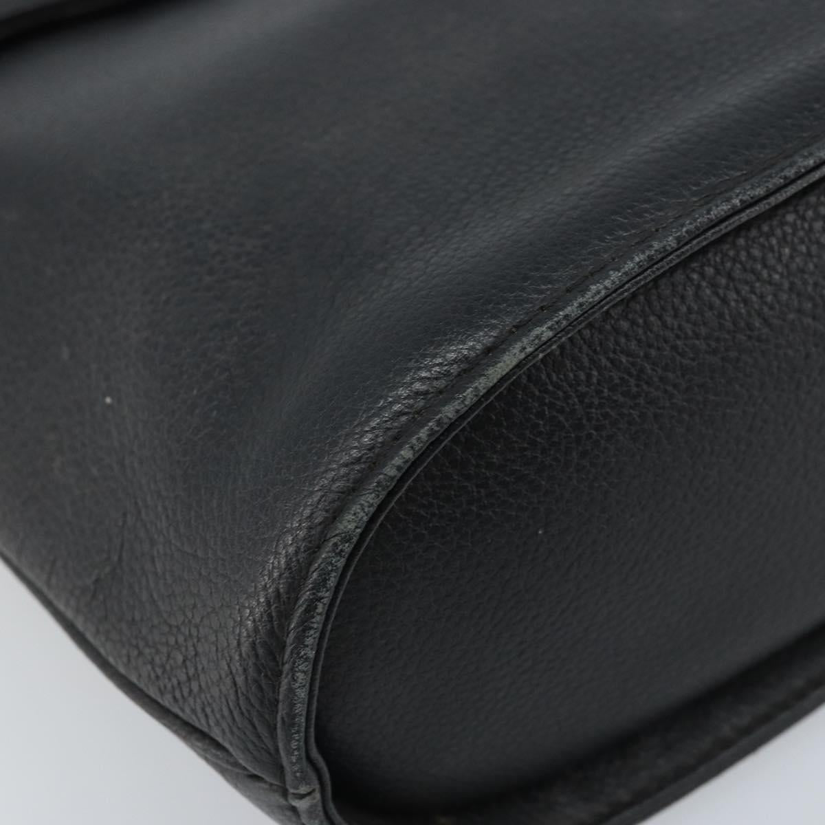 SAINT LAURENT Hand Bag Leather Black Gold Auth 174481