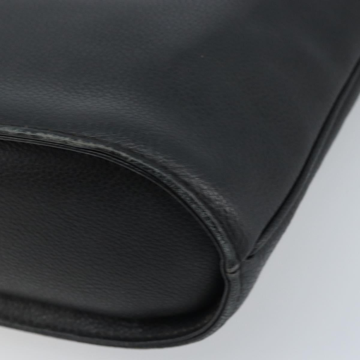 SAINT LAURENT Hand Bag Leather Black Gold Auth 174481