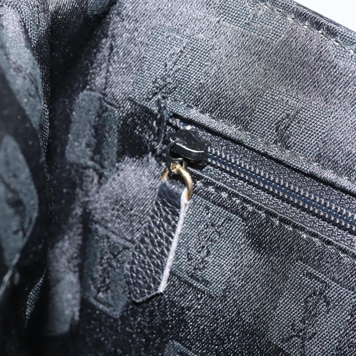 SAINT LAURENT Hand Bag Leather Black Gold Auth 174481