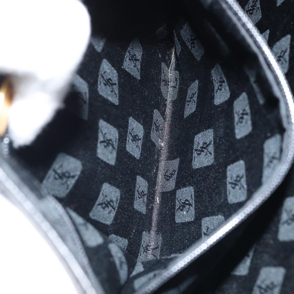 SAINT LAURENT Hand Bag Leather Black Gold Auth 174481