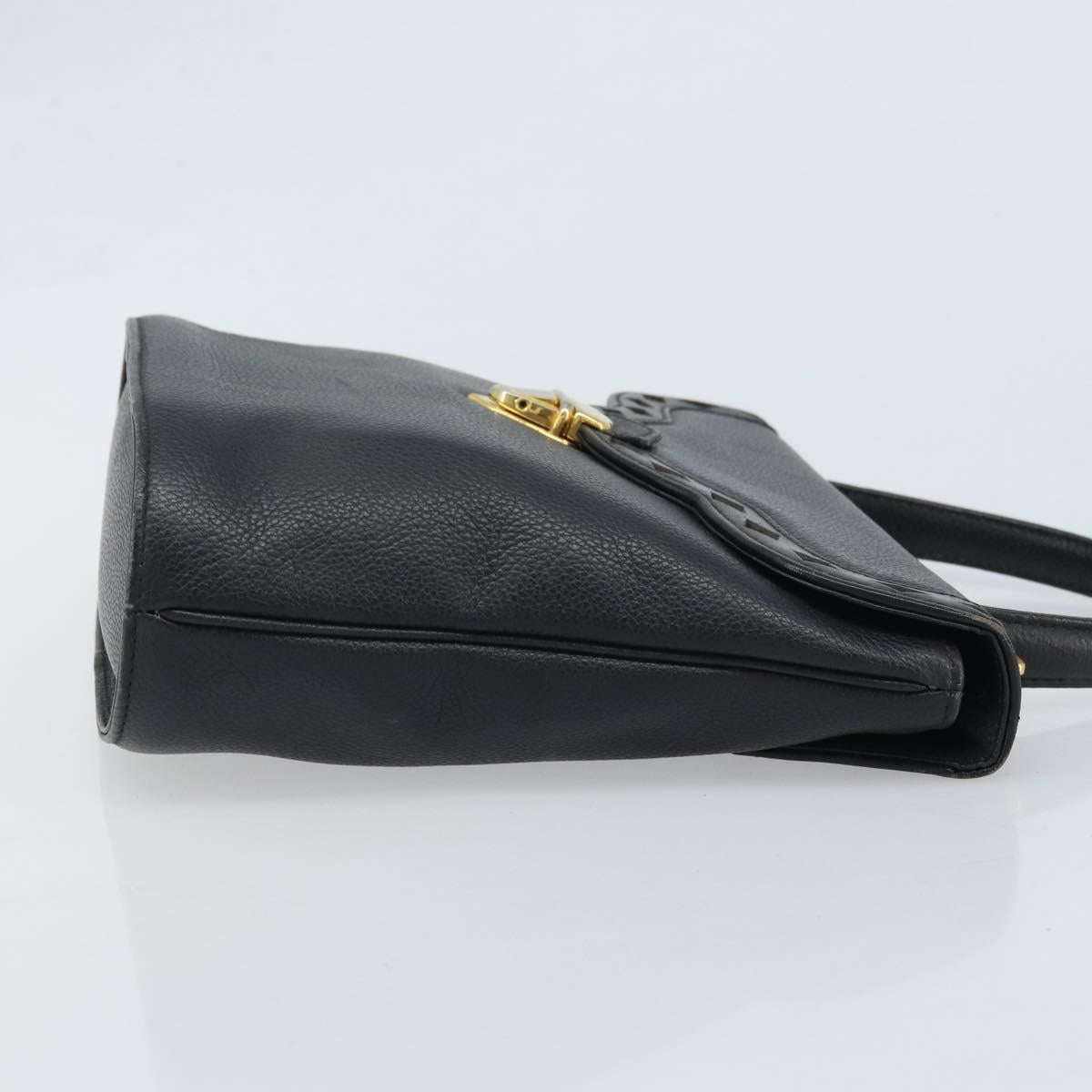 SAINT LAURENT Hand Bag Leather Black Gold Auth 174481