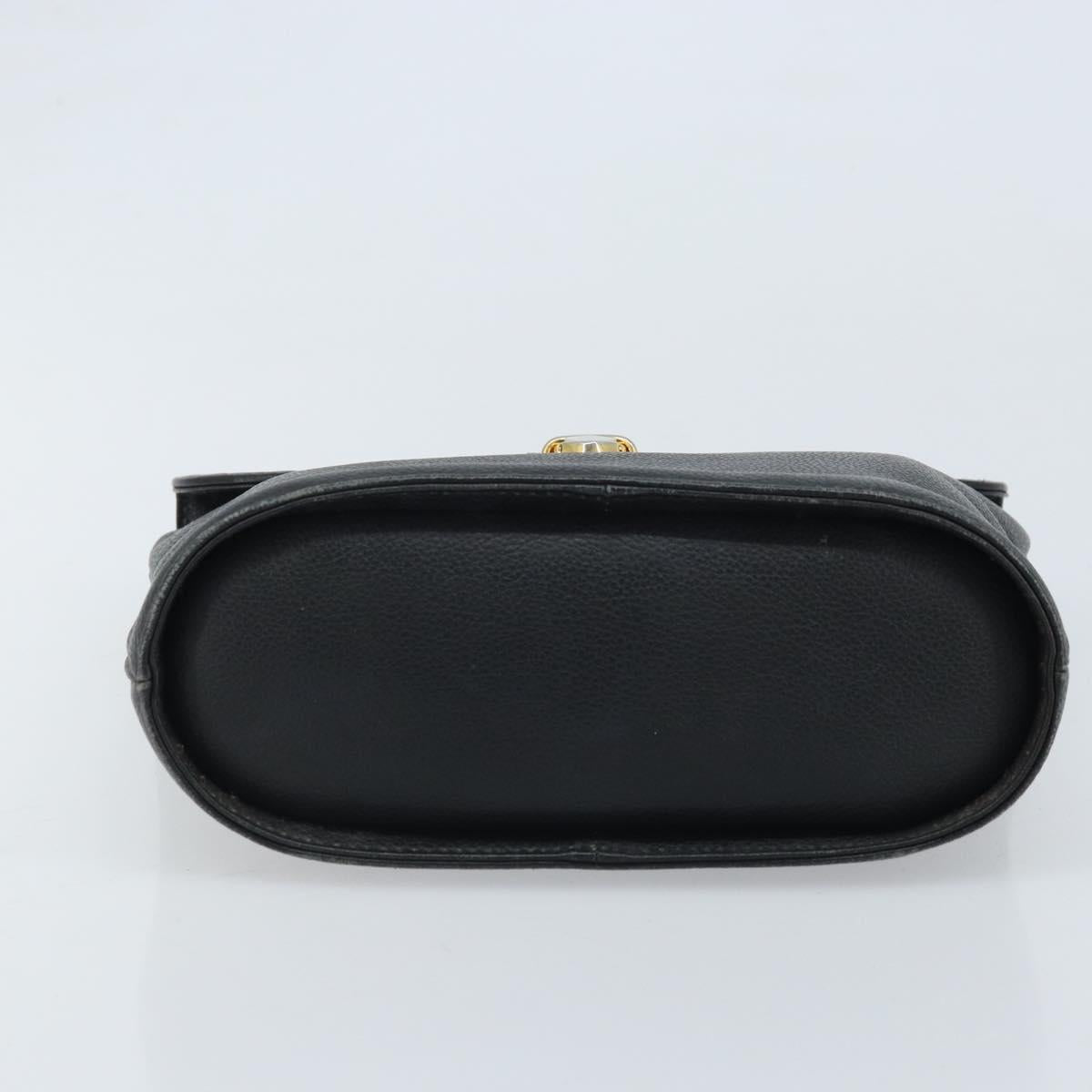 SAINT LAURENT Hand Bag Leather Black Gold Auth 174481