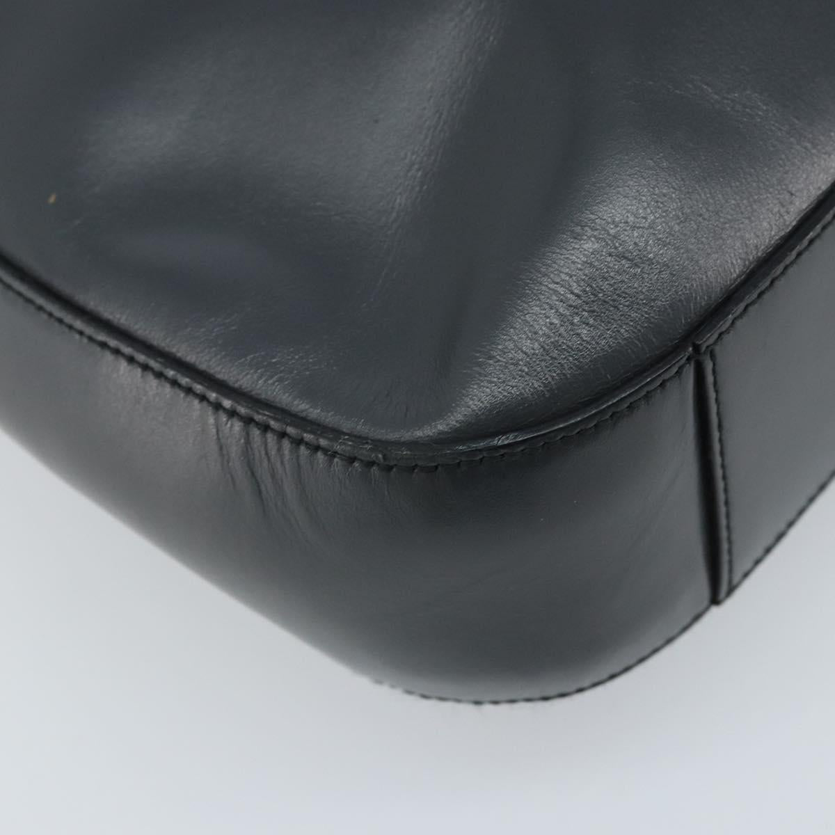 PRADA Shoulder Bag Leather Gray Silver tone Auth 174484