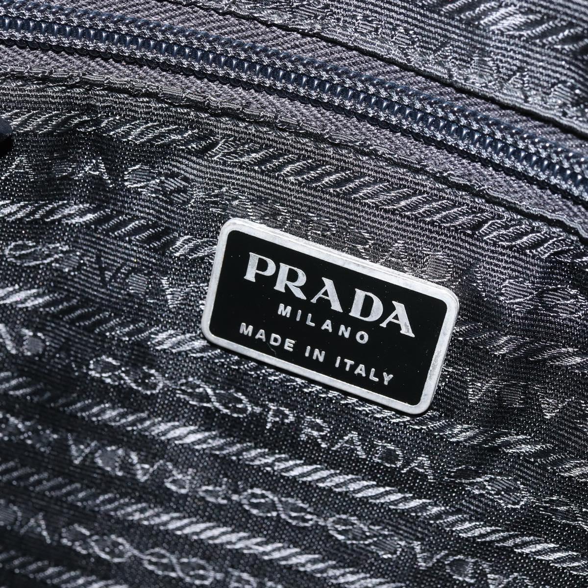PRADA Shoulder Bag Leather Gray Silver tone Auth 174484