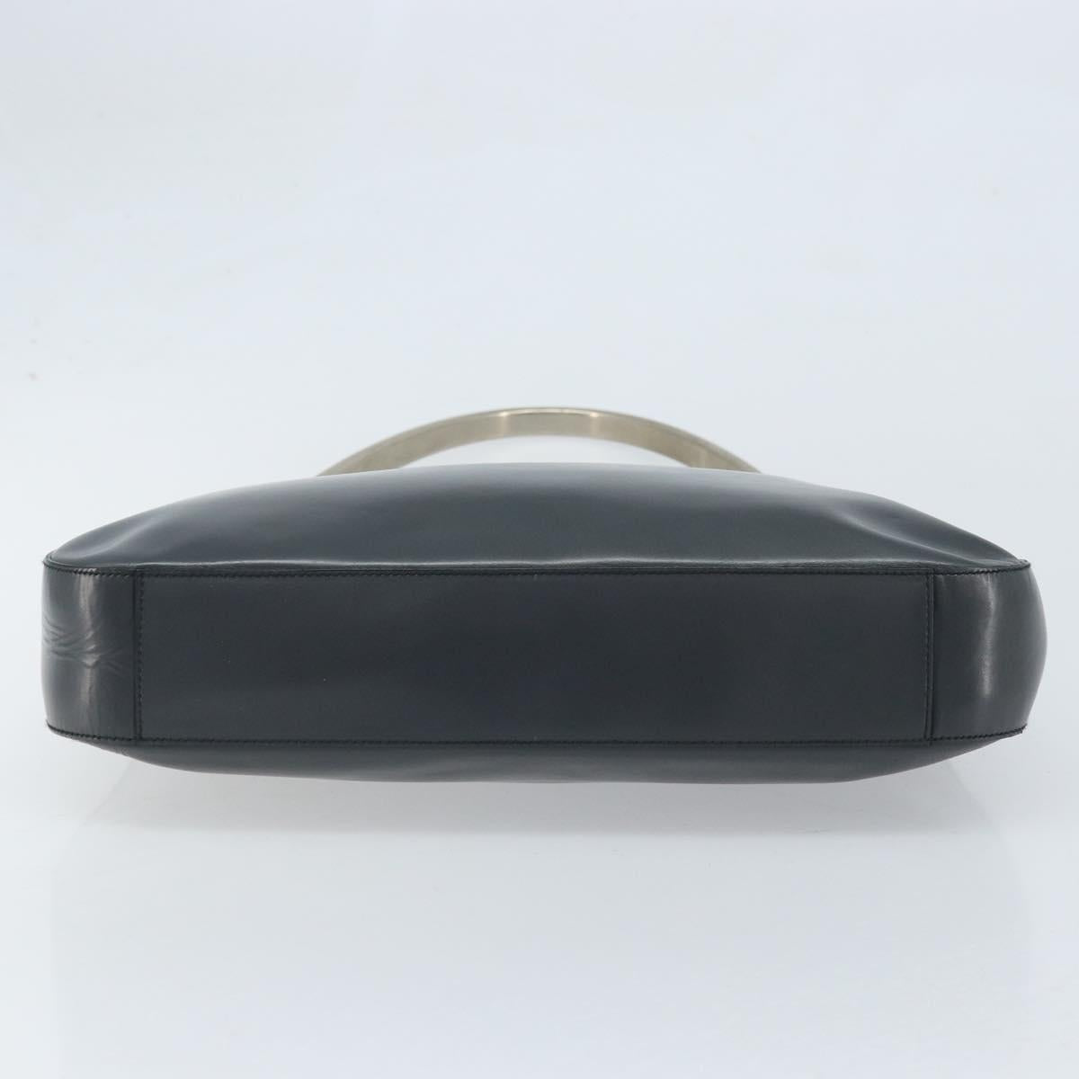 PRADA Shoulder Bag Leather Gray Silver tone Auth 174484