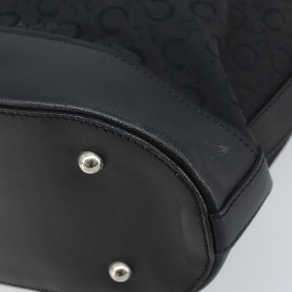 CELINE C Macadam Canvas Tote Bag Black Silver Auth 174485