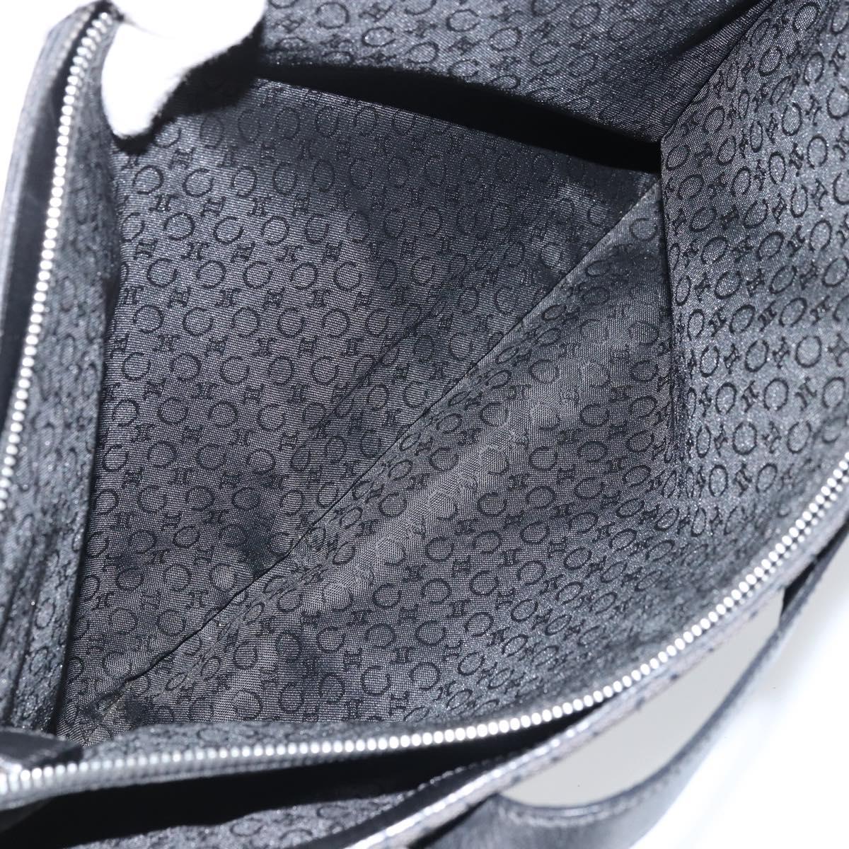 CELINE C Macadam Canvas Tote Bag Black Silver Auth 174485