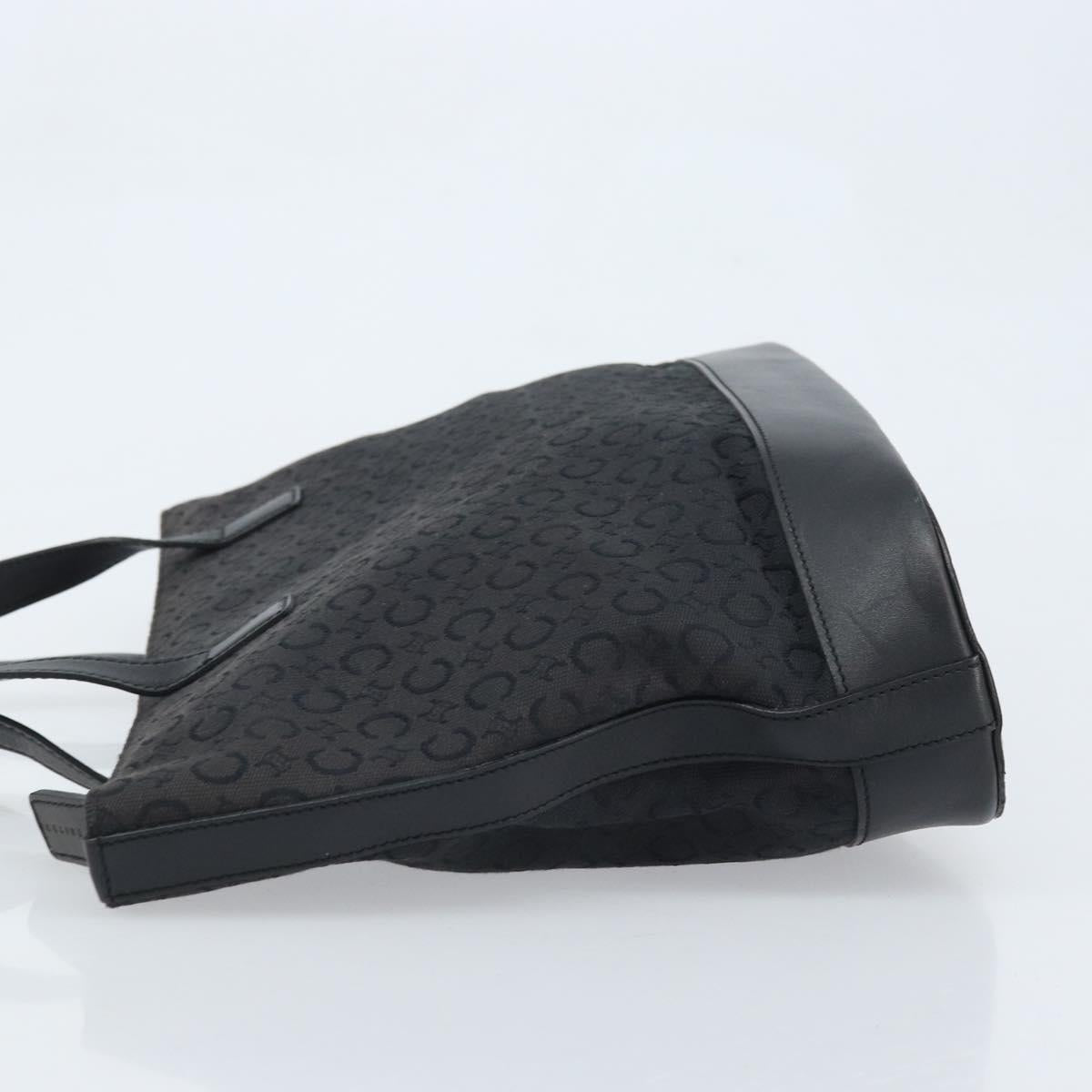 CELINE C Macadam Canvas Tote Bag Black Silver Auth 174485
