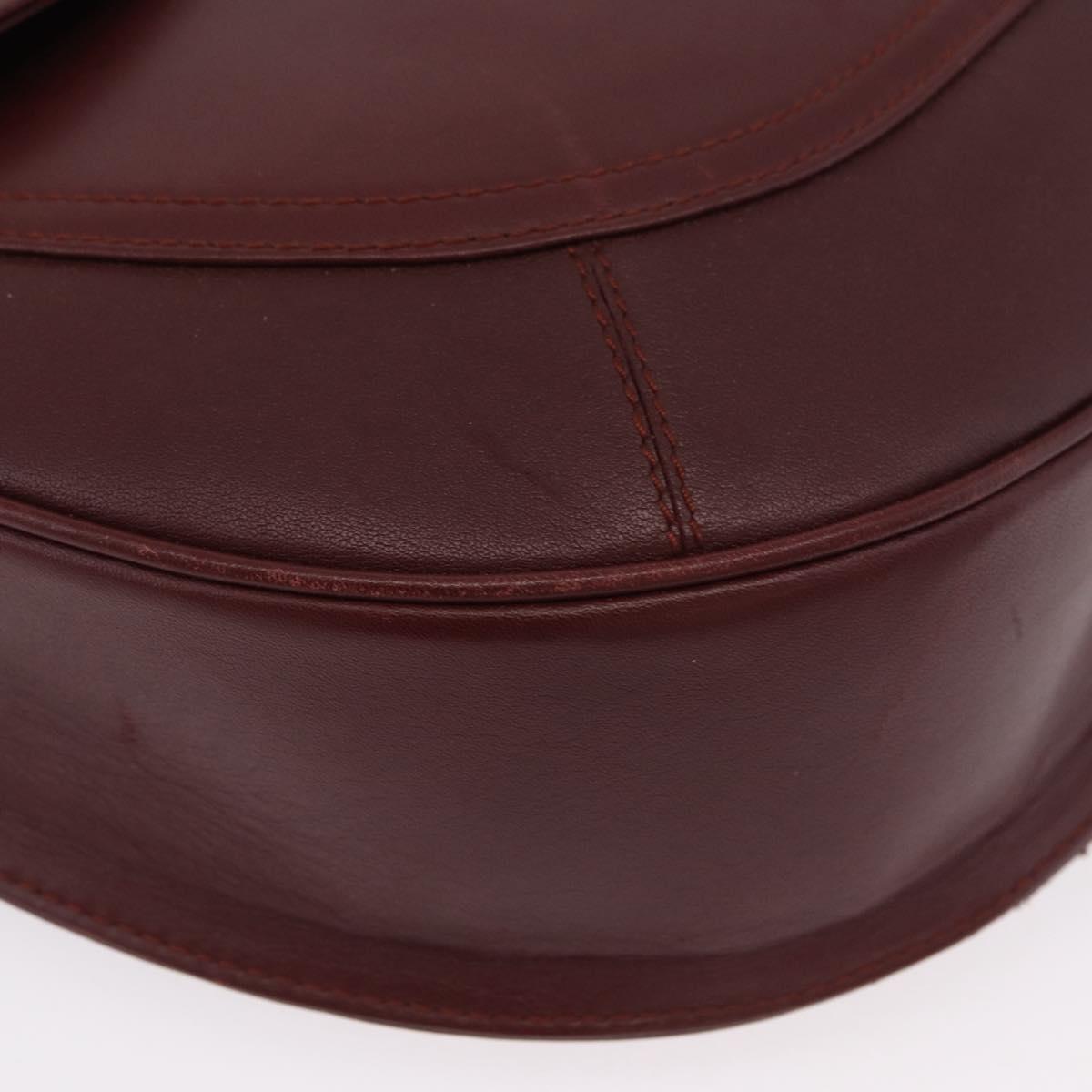CARTIER Must Line Shoulder Bag Leather Bordeaux Gold Auth 174487