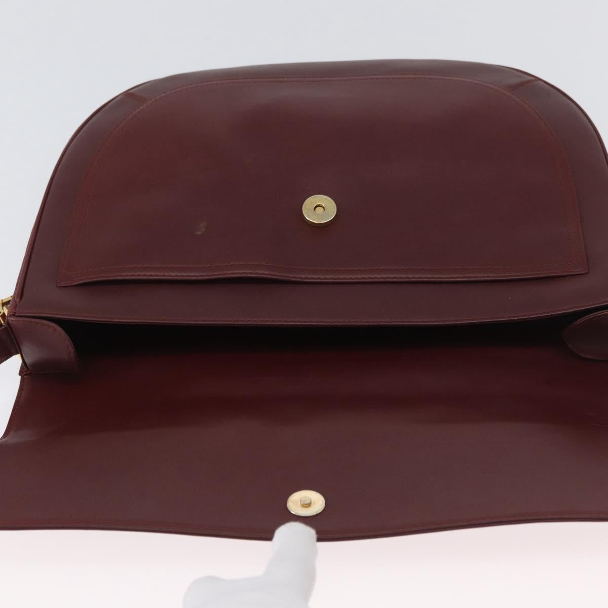 CARTIER Must Line Shoulder Bag Leather Bordeaux Gold Auth 174487