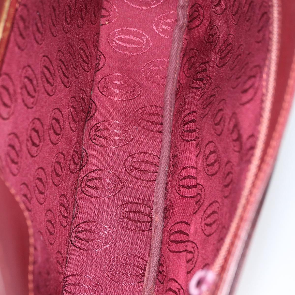 CARTIER Must Line Shoulder Bag Leather Bordeaux Gold Auth 174487