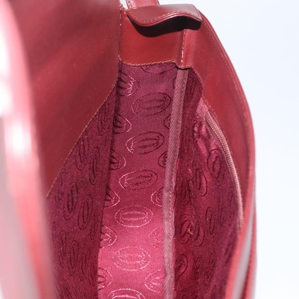 CARTIER Must Line Shoulder Bag Leather Bordeaux Gold Auth 174487