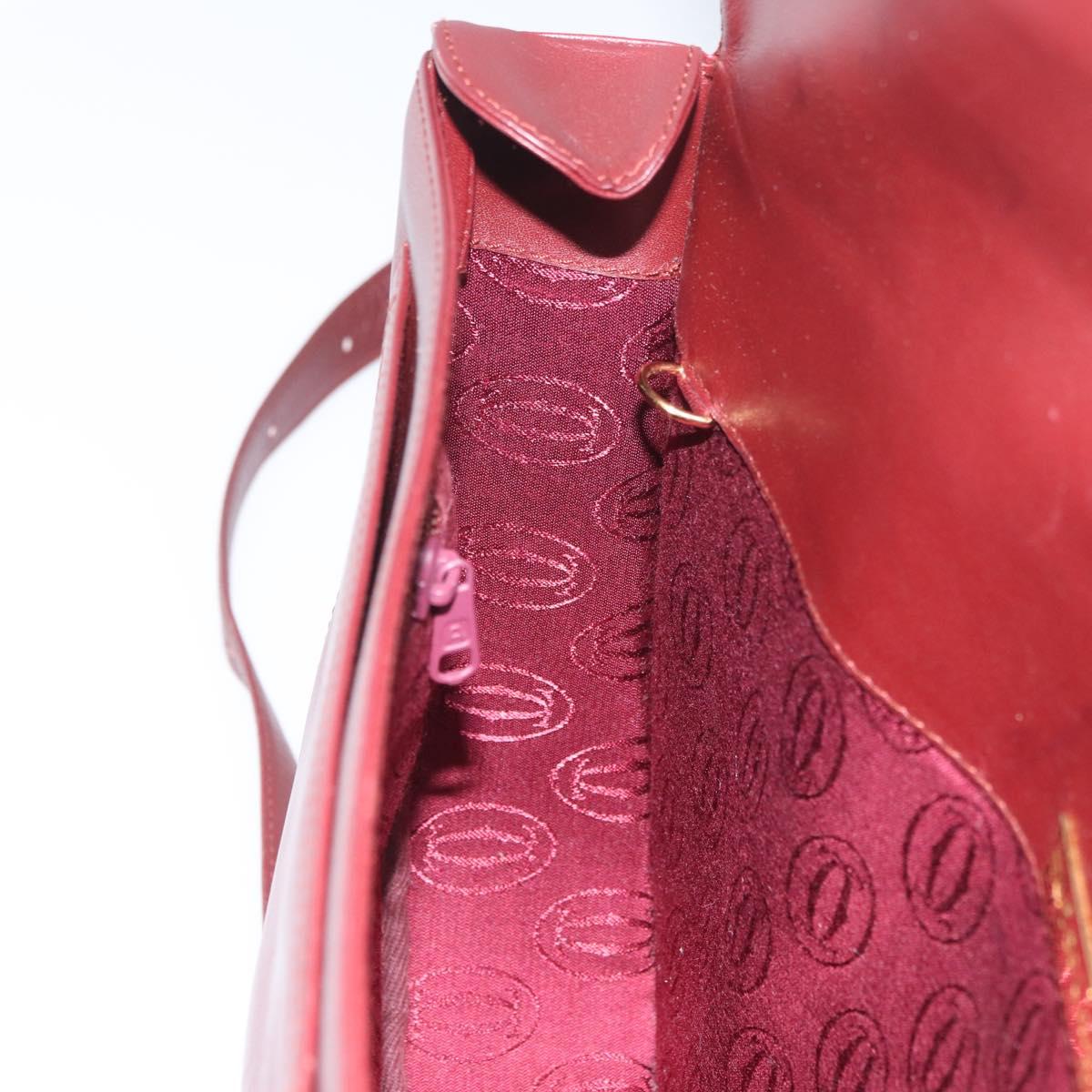 CARTIER Must Line Shoulder Bag Leather Bordeaux Gold Auth 174487