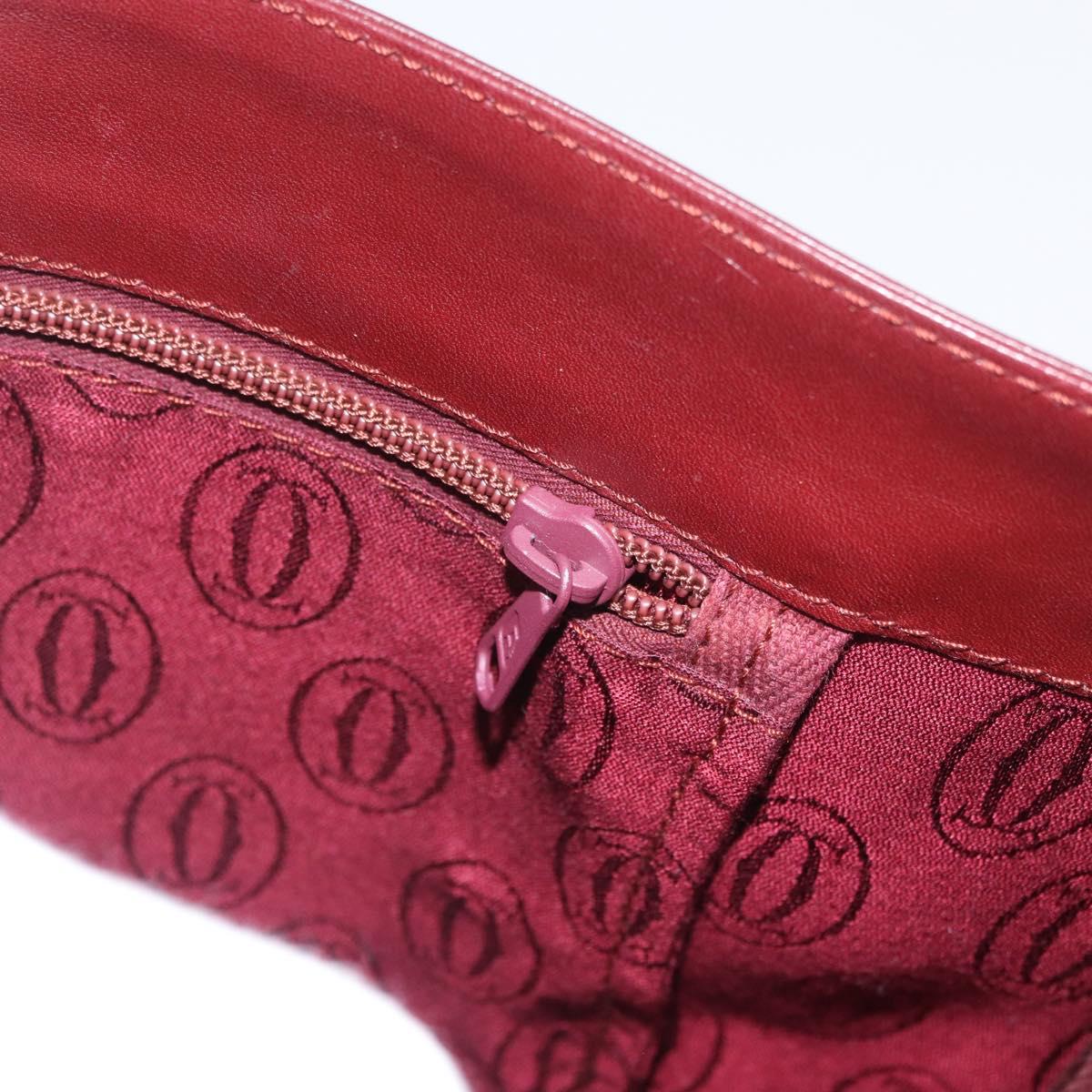 CARTIER Must Line Shoulder Bag Leather Bordeaux Gold Auth 174487