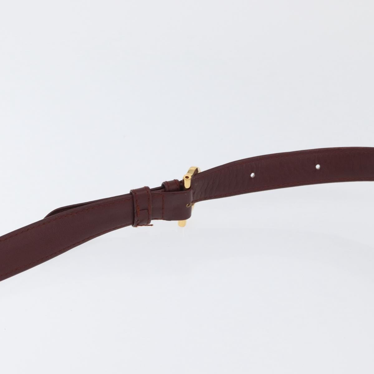 CARTIER Must Line Shoulder Bag Leather Bordeaux Gold Auth 174487