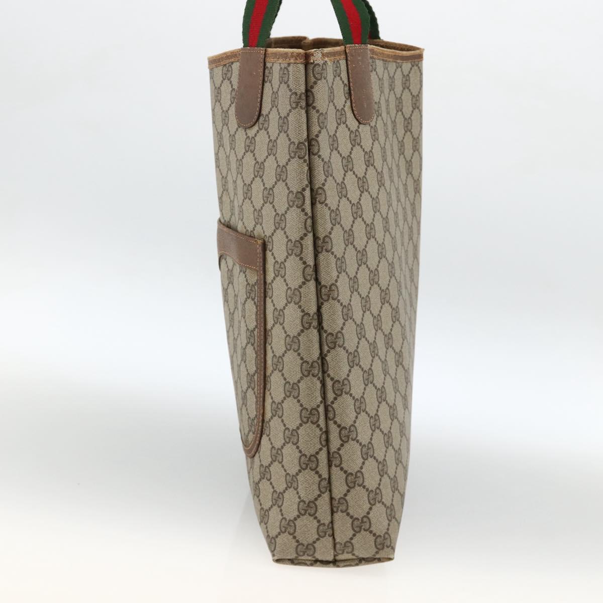 GUCCI GG Supreme Web Sherry Line Tote Bag PVC Beige 40 02 003 Auth 174488