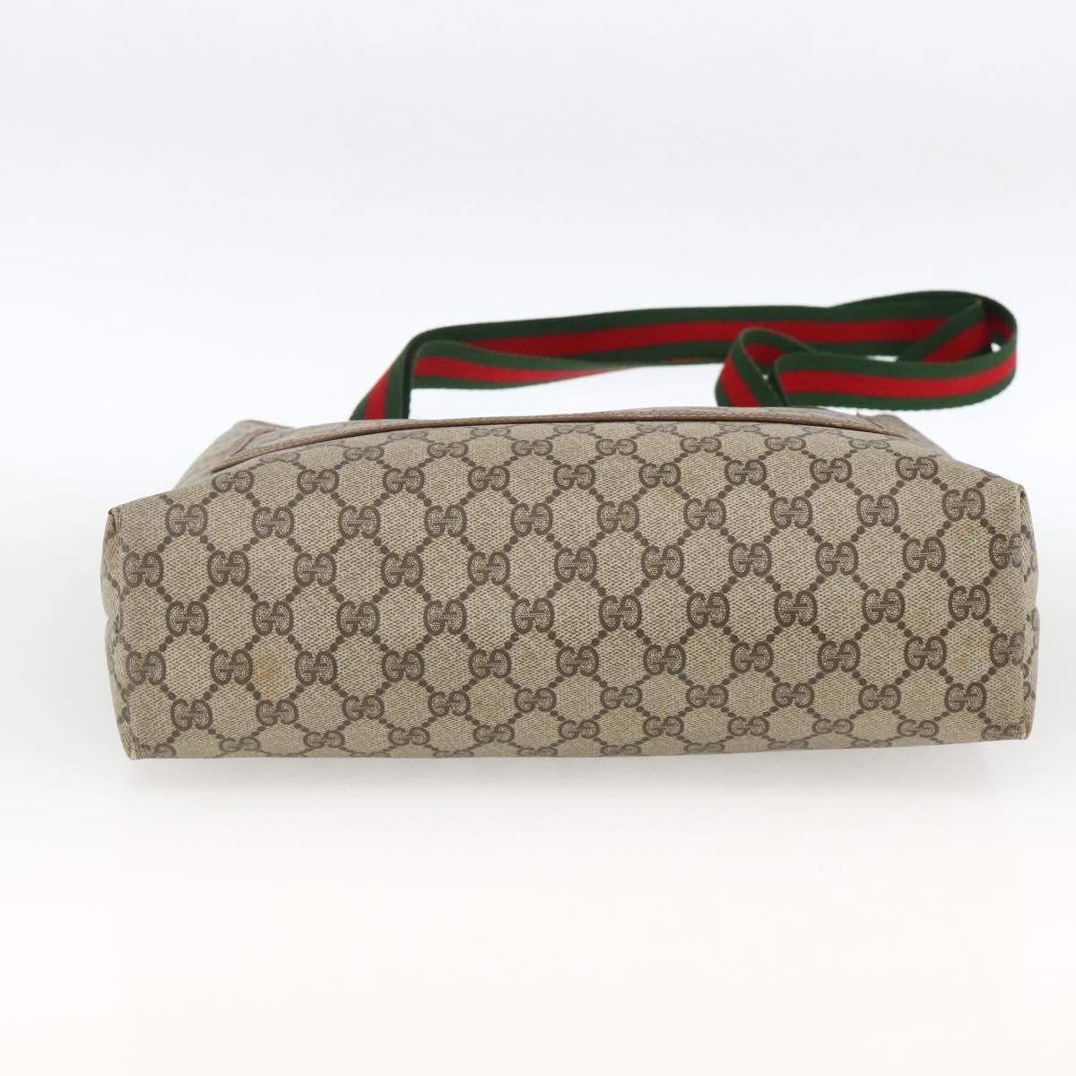 GUCCI GG Supreme Web Sherry Line Tote Bag PVC Beige 40 02 003 Auth 174488