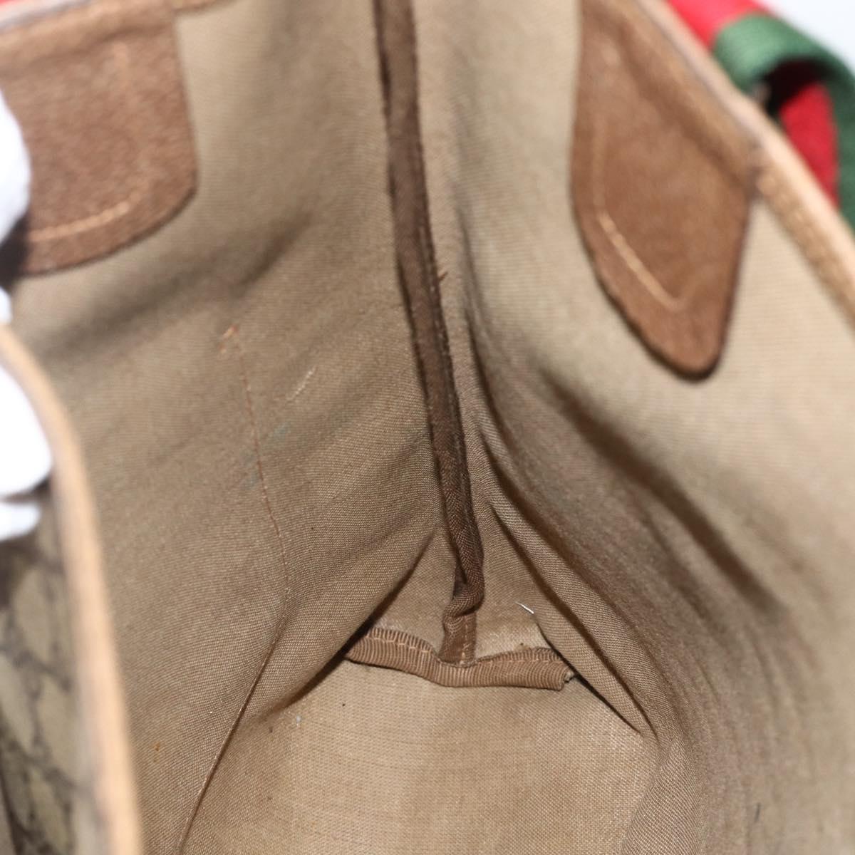 GUCCI GG Supreme Web Sherry Line Tote Bag PVC Beige 40 02 003 Auth 174489