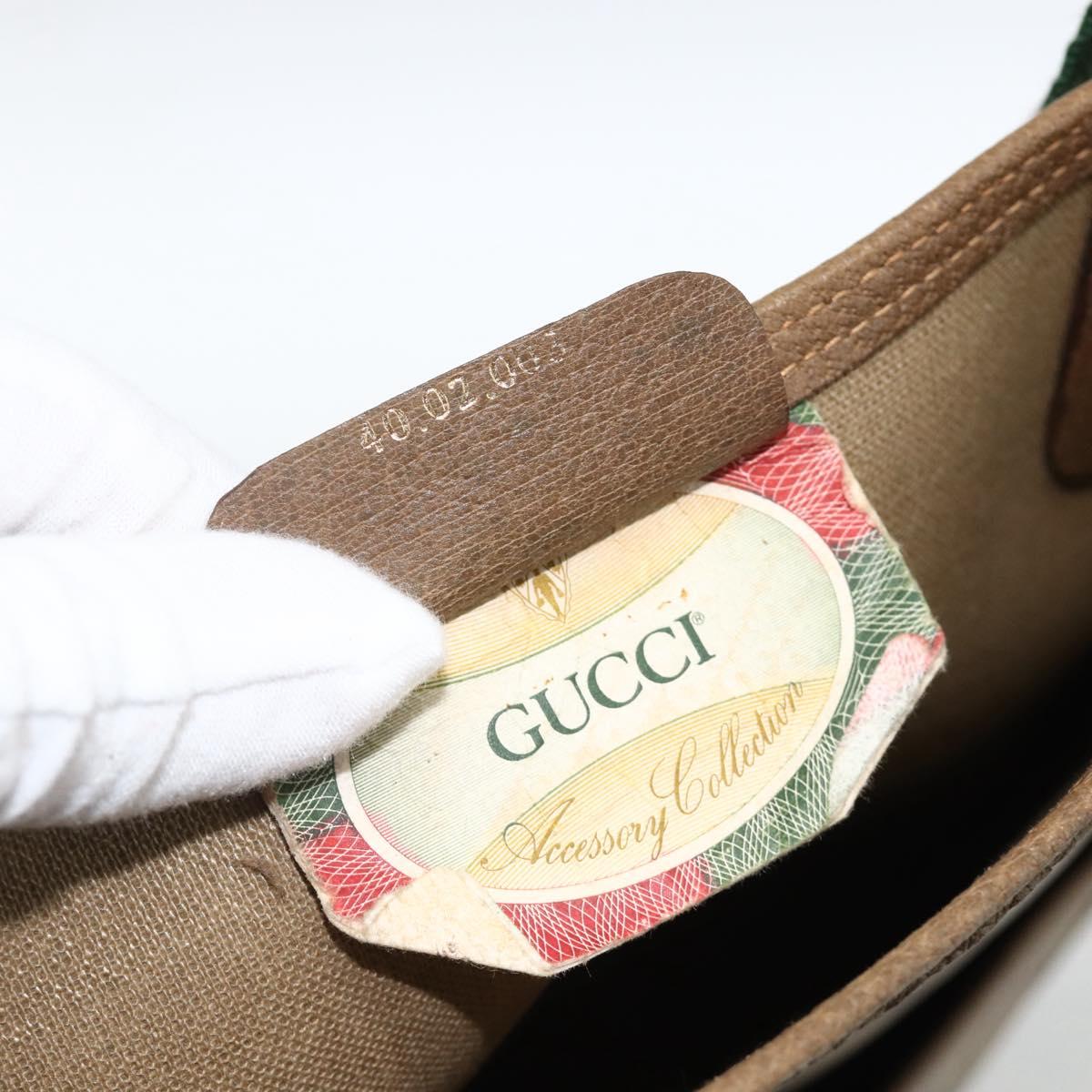 GUCCI GG Supreme Web Sherry Line Tote Bag PVC Beige 40 02 003 Auth 174489