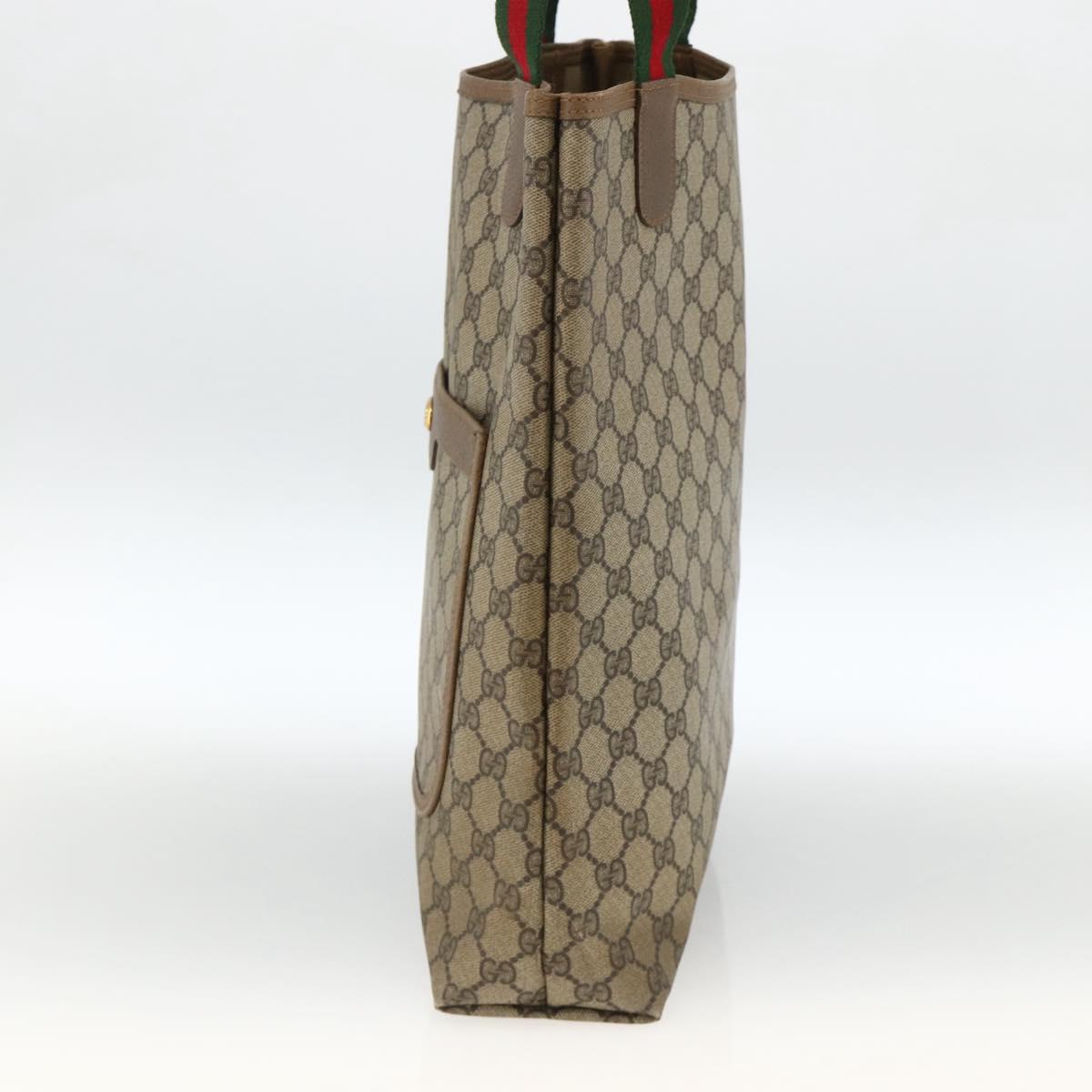 GUCCI GG Supreme Web Sherry Line Tote Bag PVC Beige 40 02 003 Auth 174489