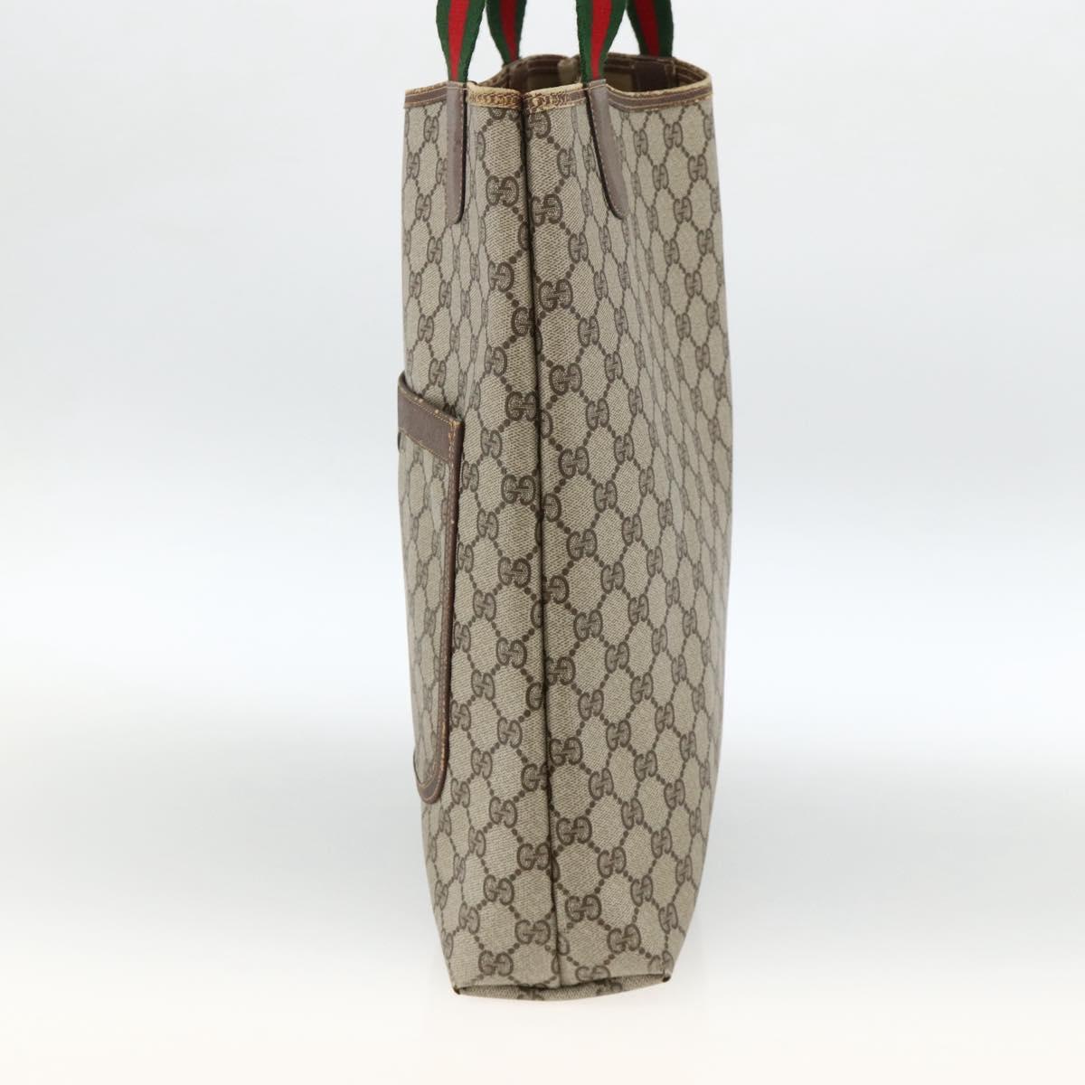 GUCCI GG Supreme Web Sherry Line Tote Bag PVC Beige Gold 39 02 003 Auth 174490