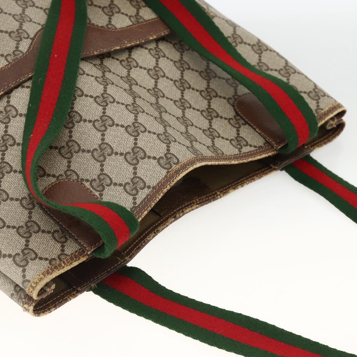 GUCCI GG Supreme Web Sherry Line Tote Bag PVC Beige Gold 39 02 003 Auth 174490