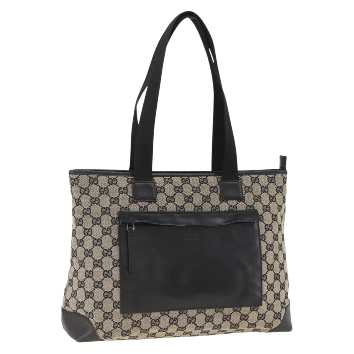 GUCCI GG Canvas Tote Bag Black 019 0426 Auth 174493