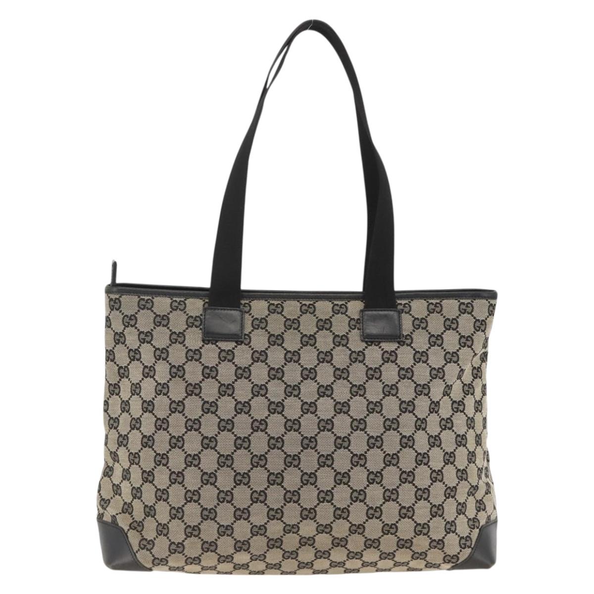 GUCCI GG Canvas Tote Bag Black 019 0426 Auth 174493