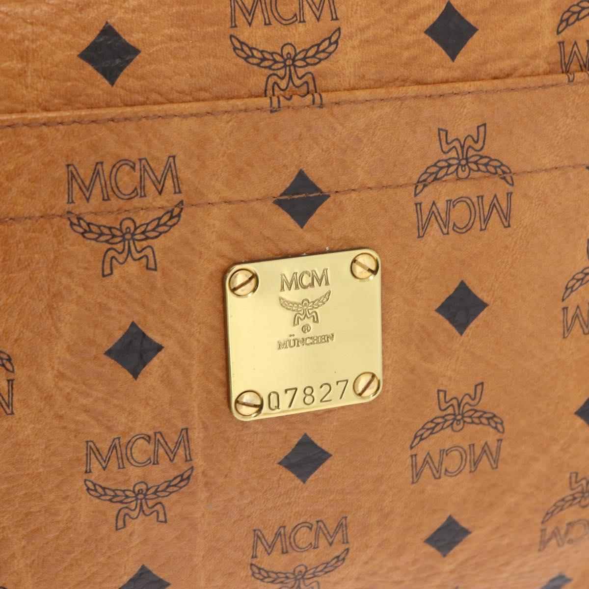 MCM Vicetos Logogram Tote Bag PVC Leather Brown Gold Auth 174495