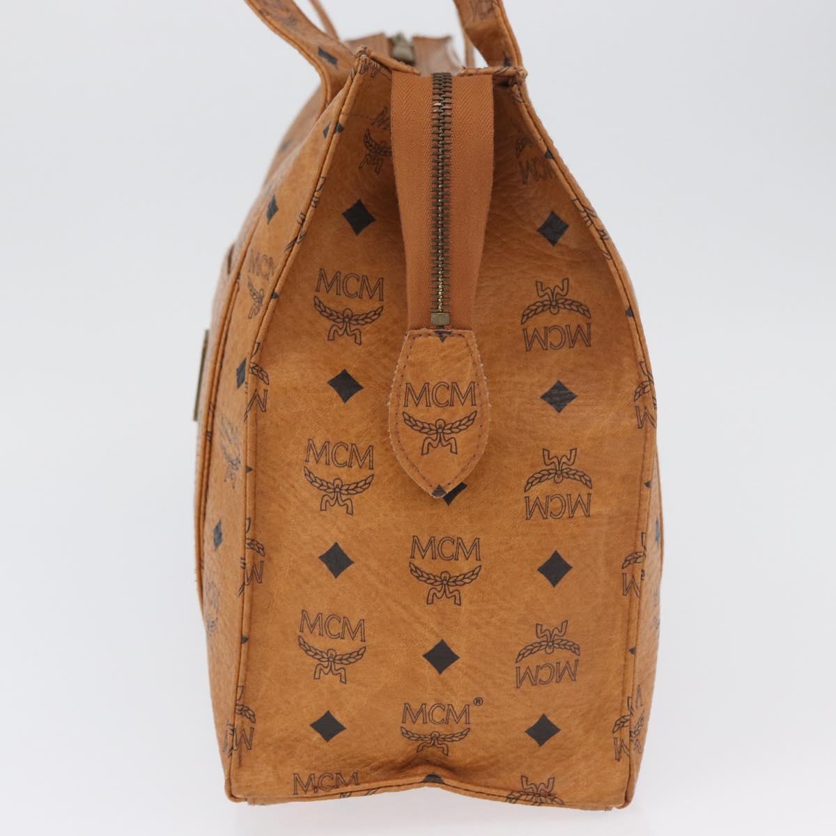 MCM Vicetos Logogram Tote Bag PVC Leather Brown Gold Auth 174495