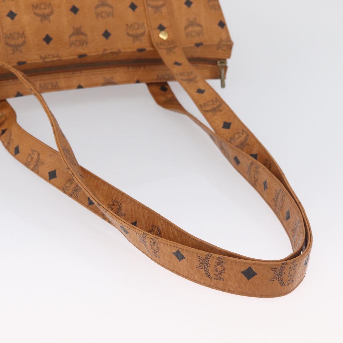 MCM Vicetos Logogram Tote Bag PVC Leather Brown Gold Auth 174495