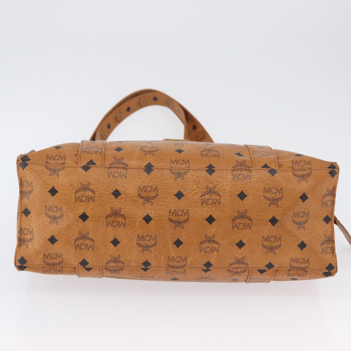MCM Vicetos Logogram Tote Bag PVC Leather Brown Gold Auth 174495