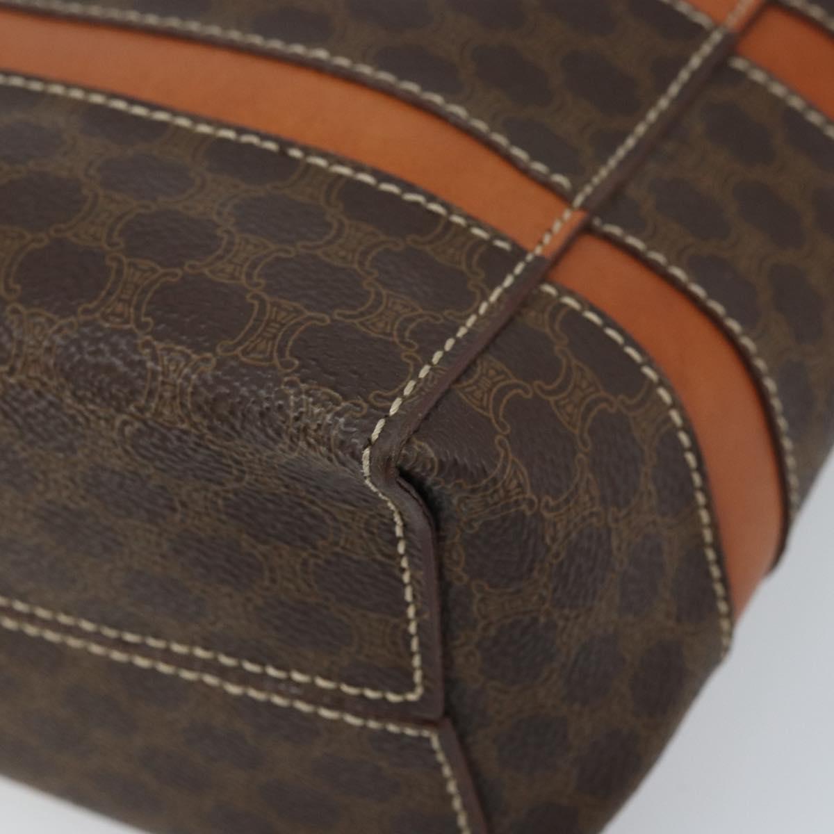 CELINE Macadam Canvas Hand Bag PVC Leather Brown Gold Auth 174497A