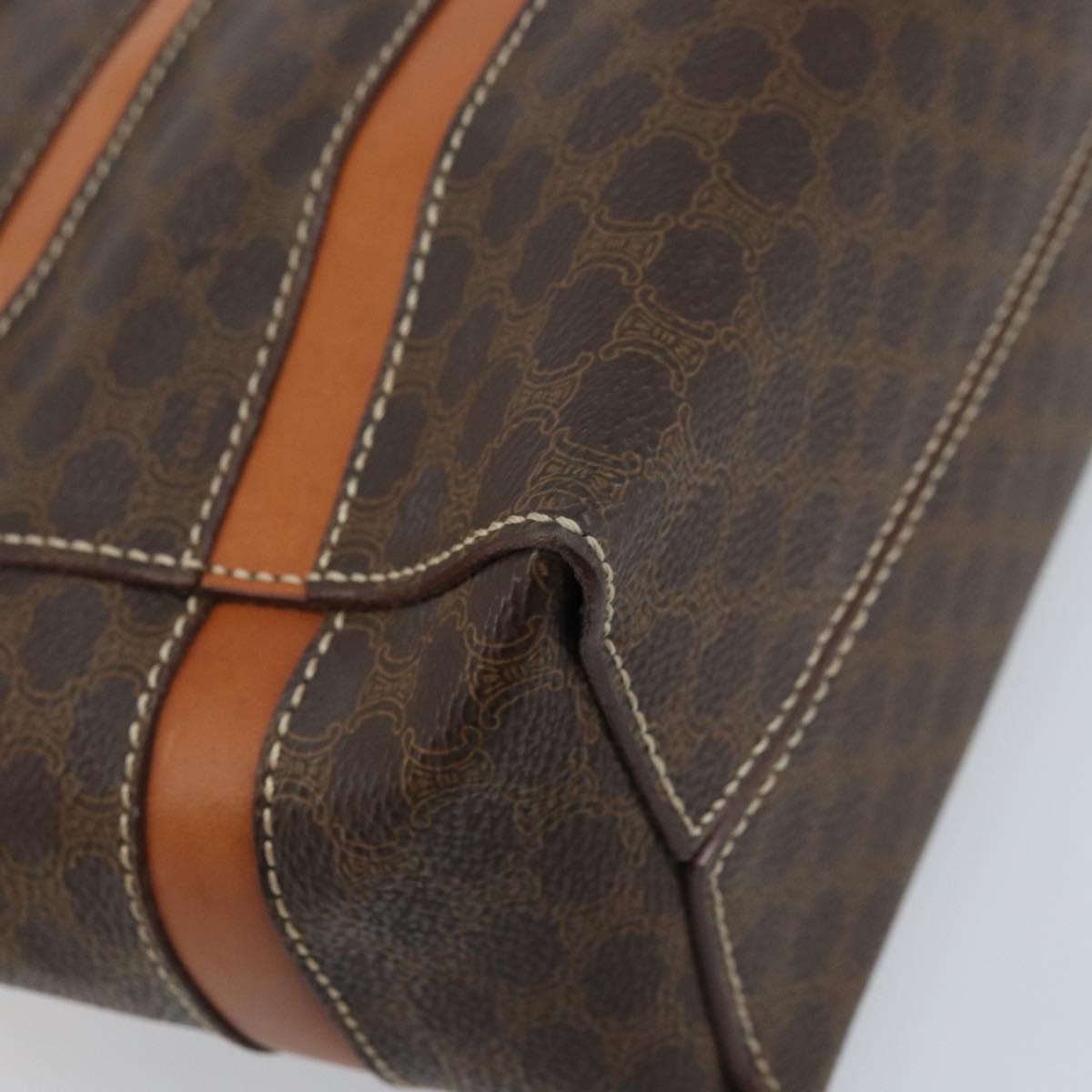 CELINE Macadam Canvas Hand Bag PVC Leather Brown Gold Auth 174497A