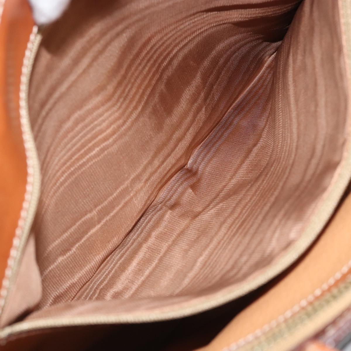 CELINE Macadam Canvas Hand Bag PVC Leather Brown Gold Auth 174497A