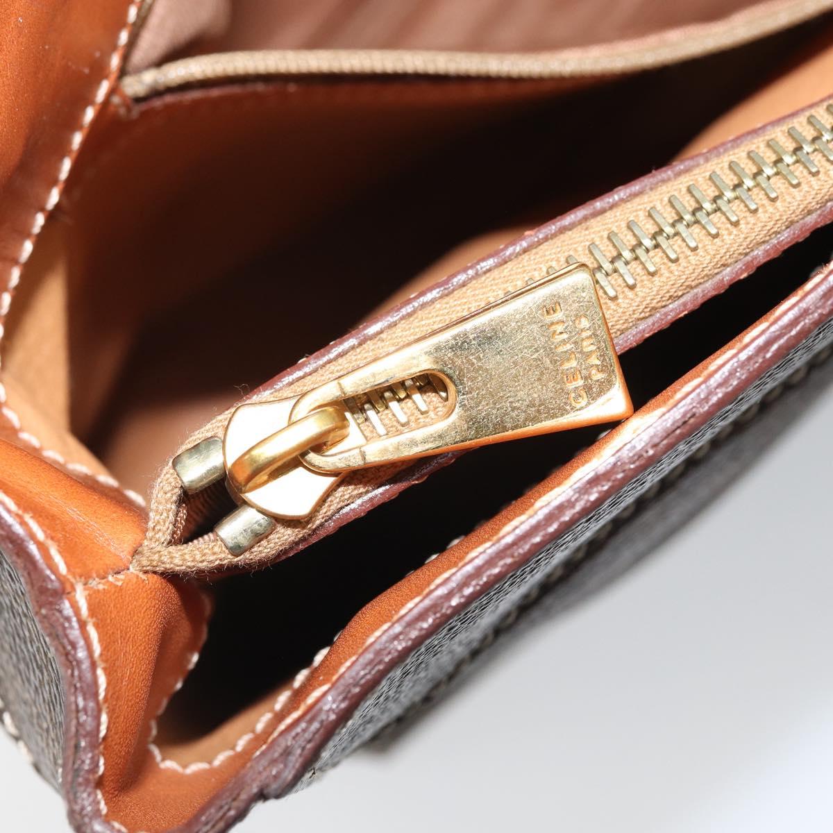CELINE Macadam Canvas Hand Bag PVC Leather Brown Gold Auth 174497A