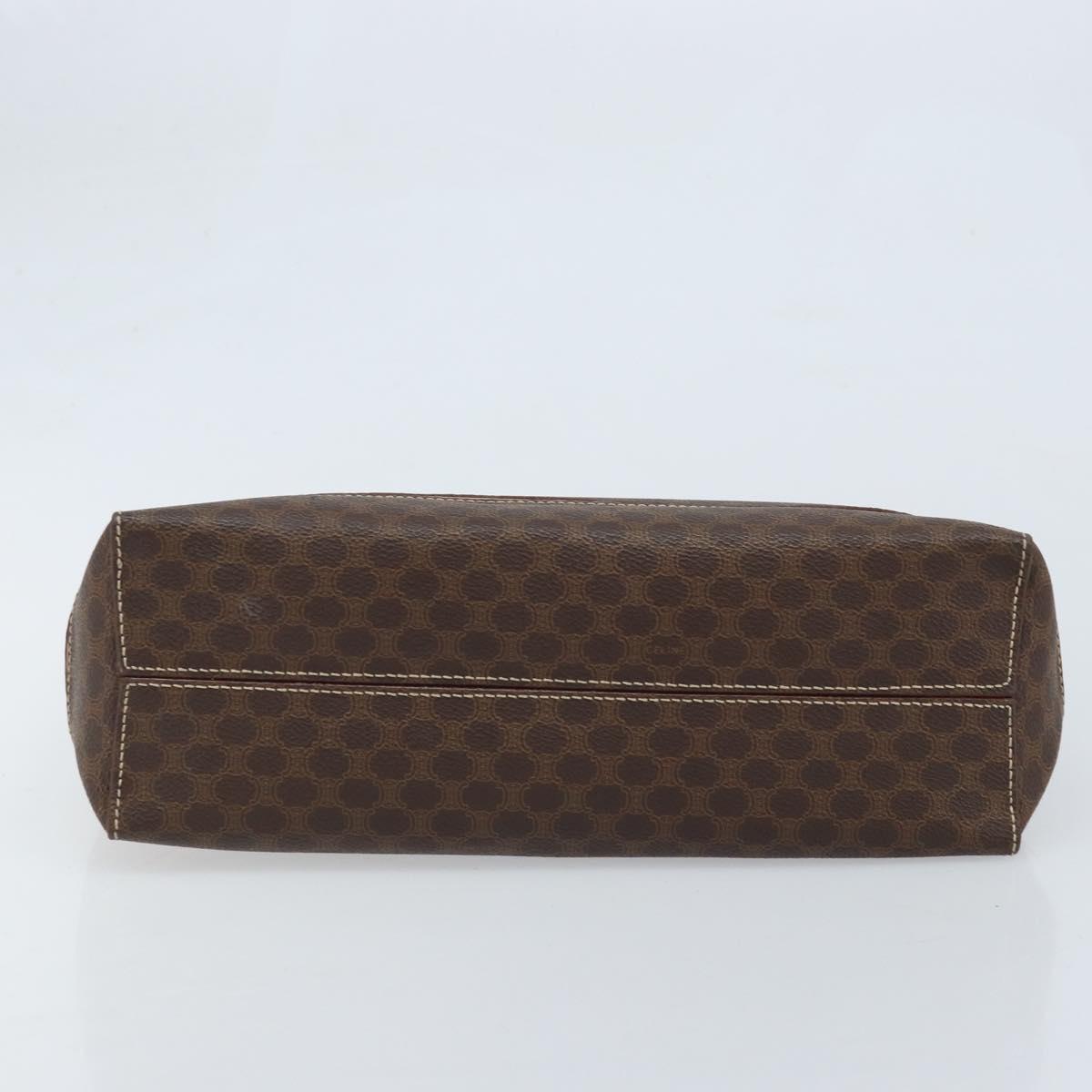 CELINE Macadam Canvas Hand Bag PVC Leather Brown Gold Auth 174497A