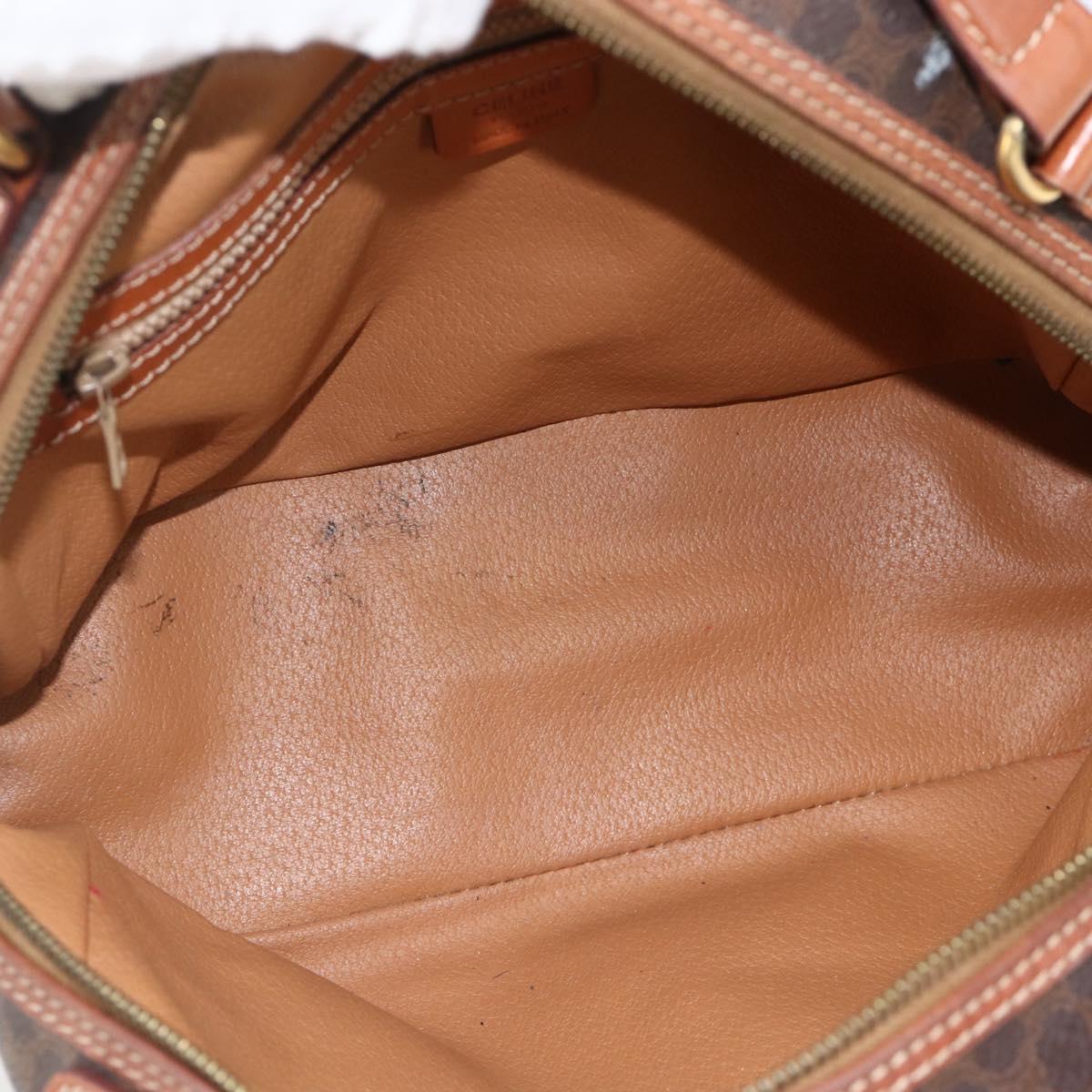 CELINE Macadam Canvas Hand Bag PVC Leather Brown Gold Auth 174498