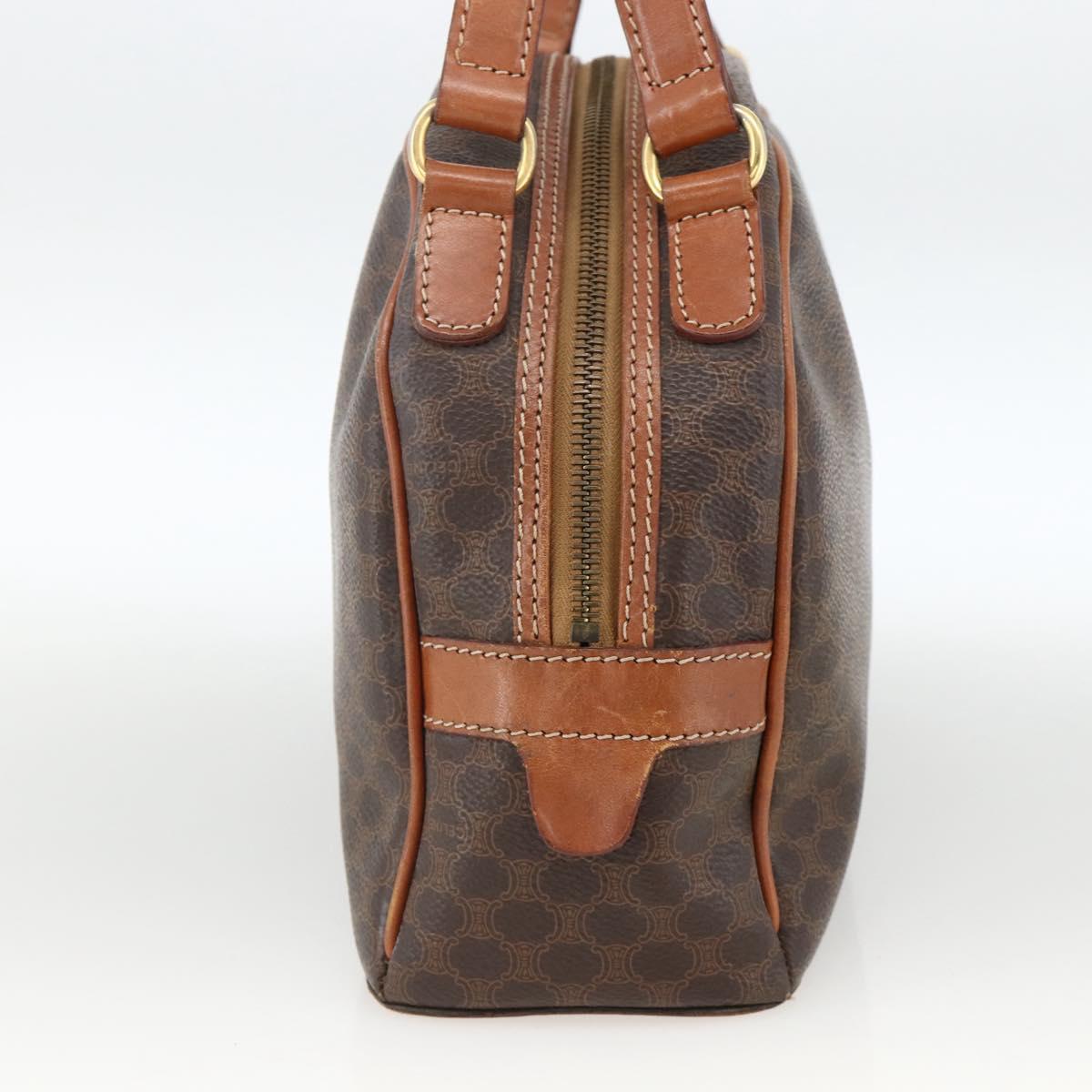 CELINE Macadam Canvas Hand Bag PVC Leather Brown Gold Auth 174498