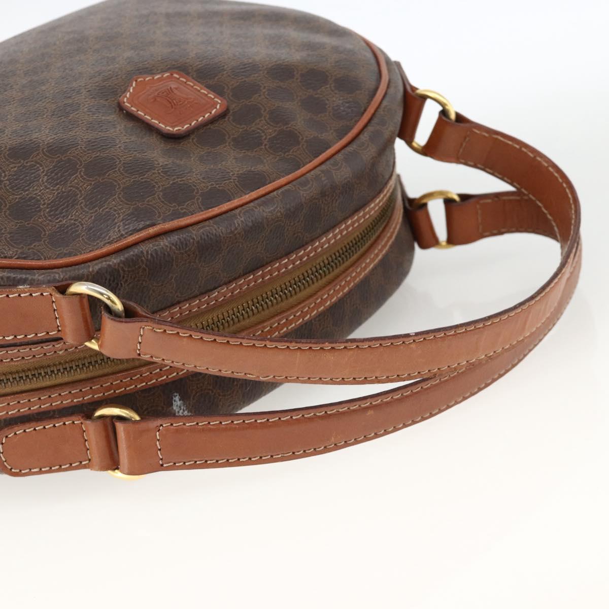 CELINE Macadam Canvas Hand Bag PVC Leather Brown Gold Auth 174498
