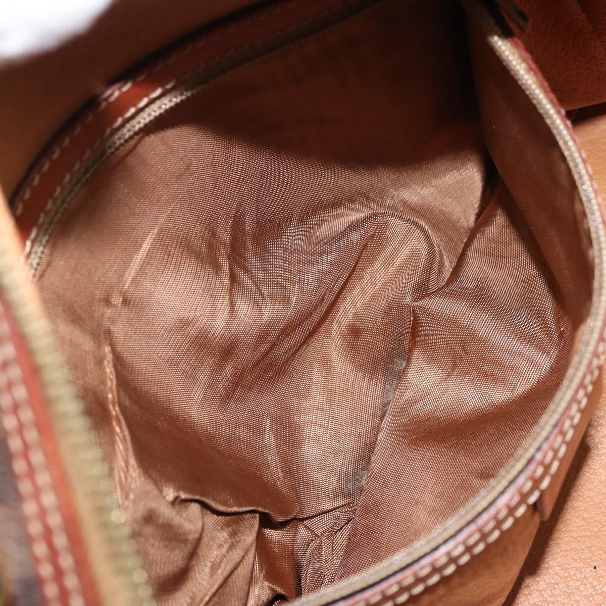 CELINE Macadam Canvas Hand Bag PVC Leather Brown Gold Auth 174499