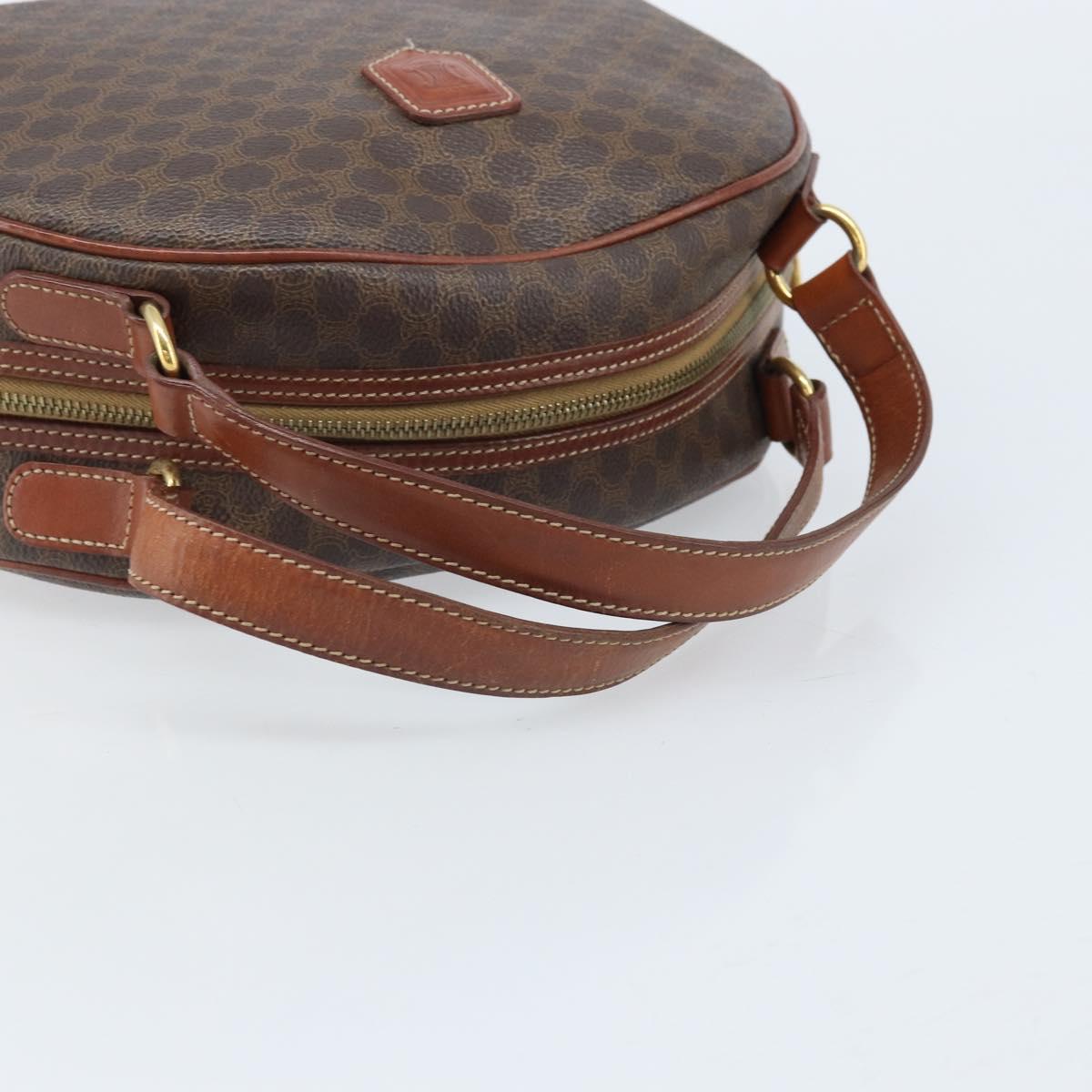 CELINE Macadam Canvas Hand Bag PVC Leather Brown Gold Auth 174499