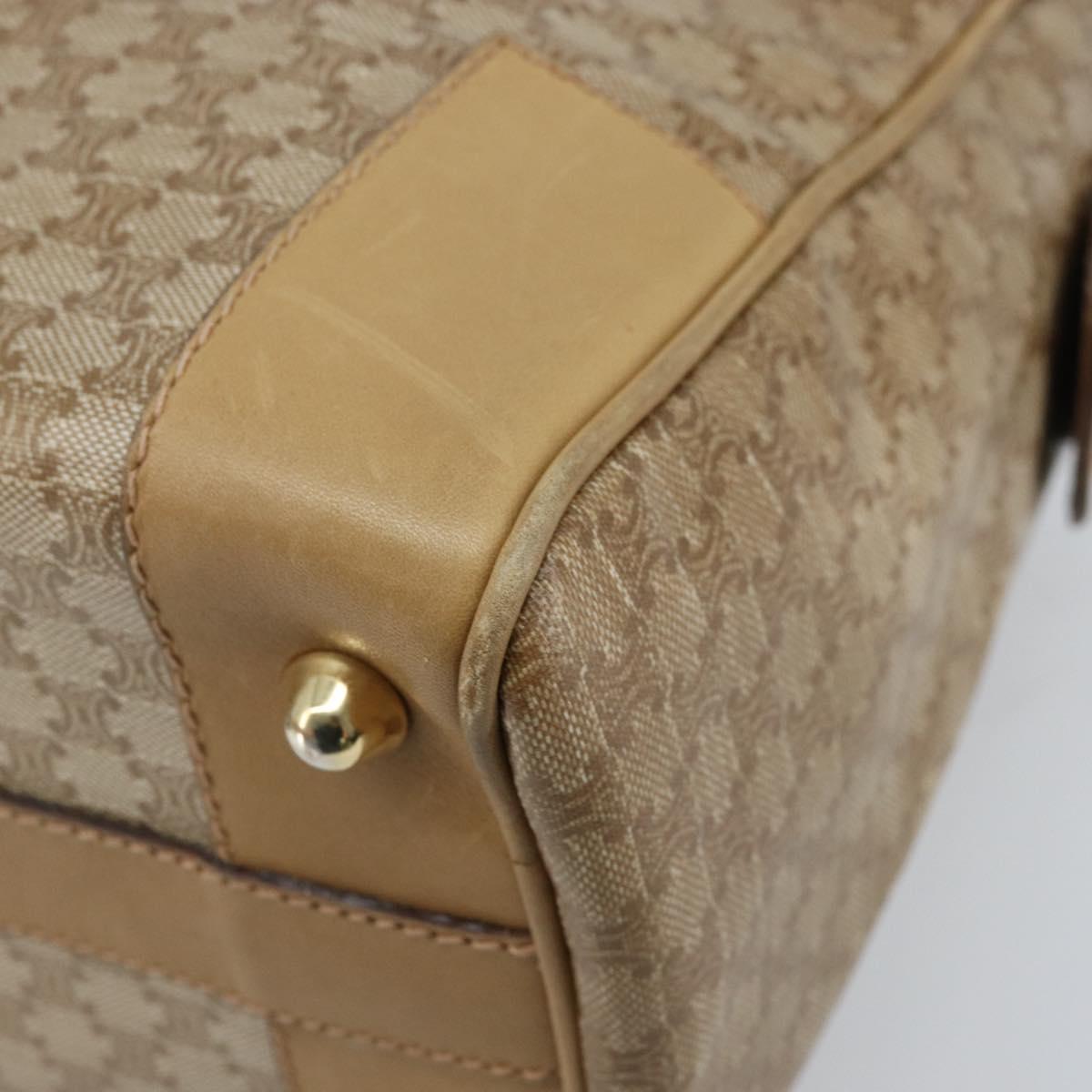 CELINE Macadam Canvas Hand Bag PVC Beige Gold Auth 174500