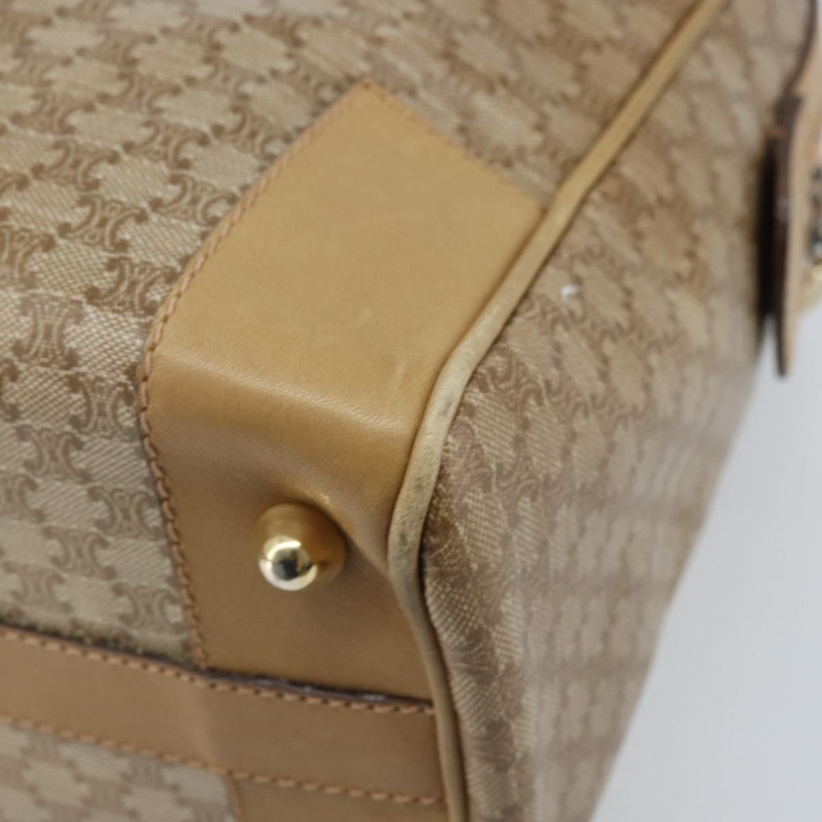 CELINE Macadam Canvas Hand Bag PVC Beige Gold Auth 174500