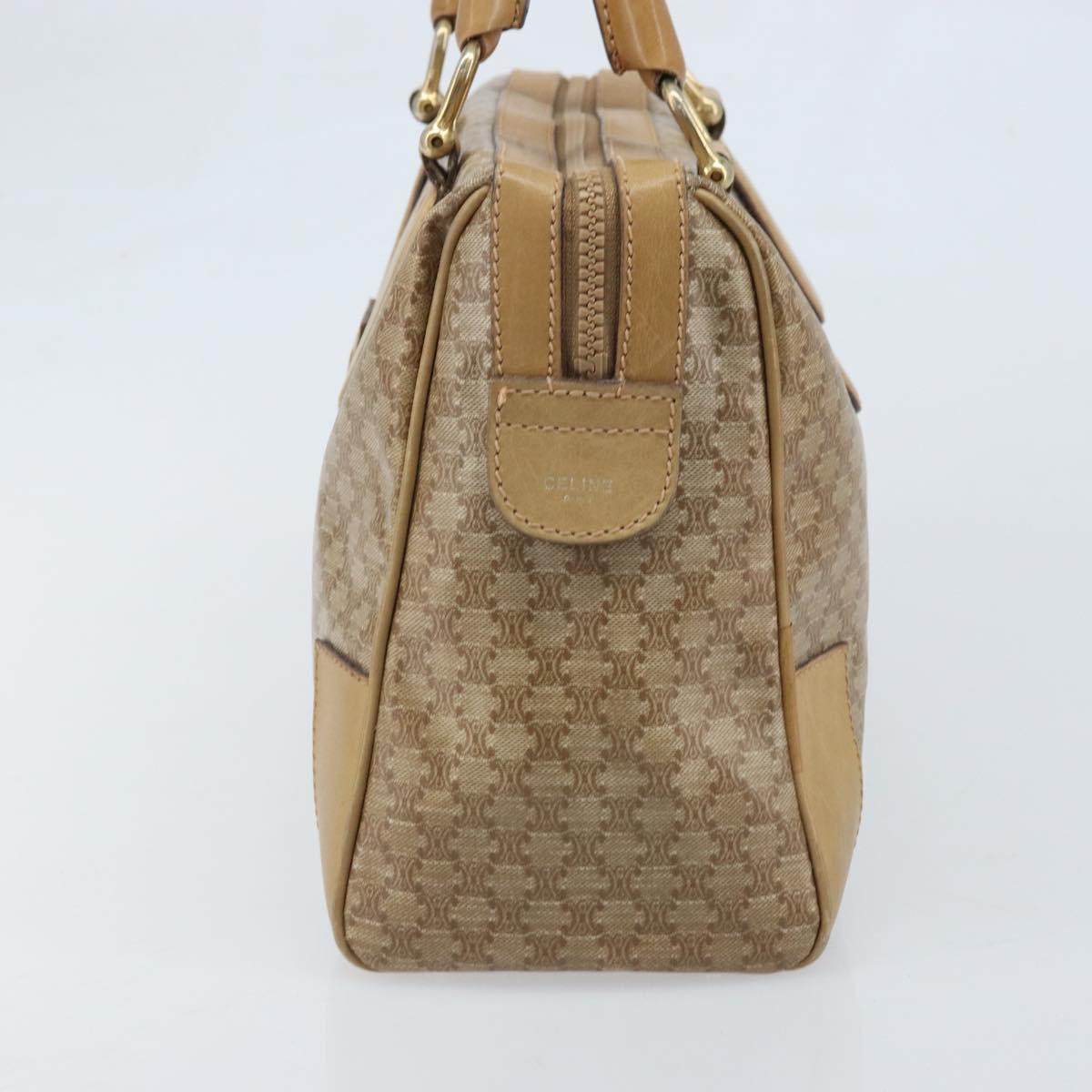 CELINE Macadam Canvas Hand Bag PVC Beige Gold Auth 174500